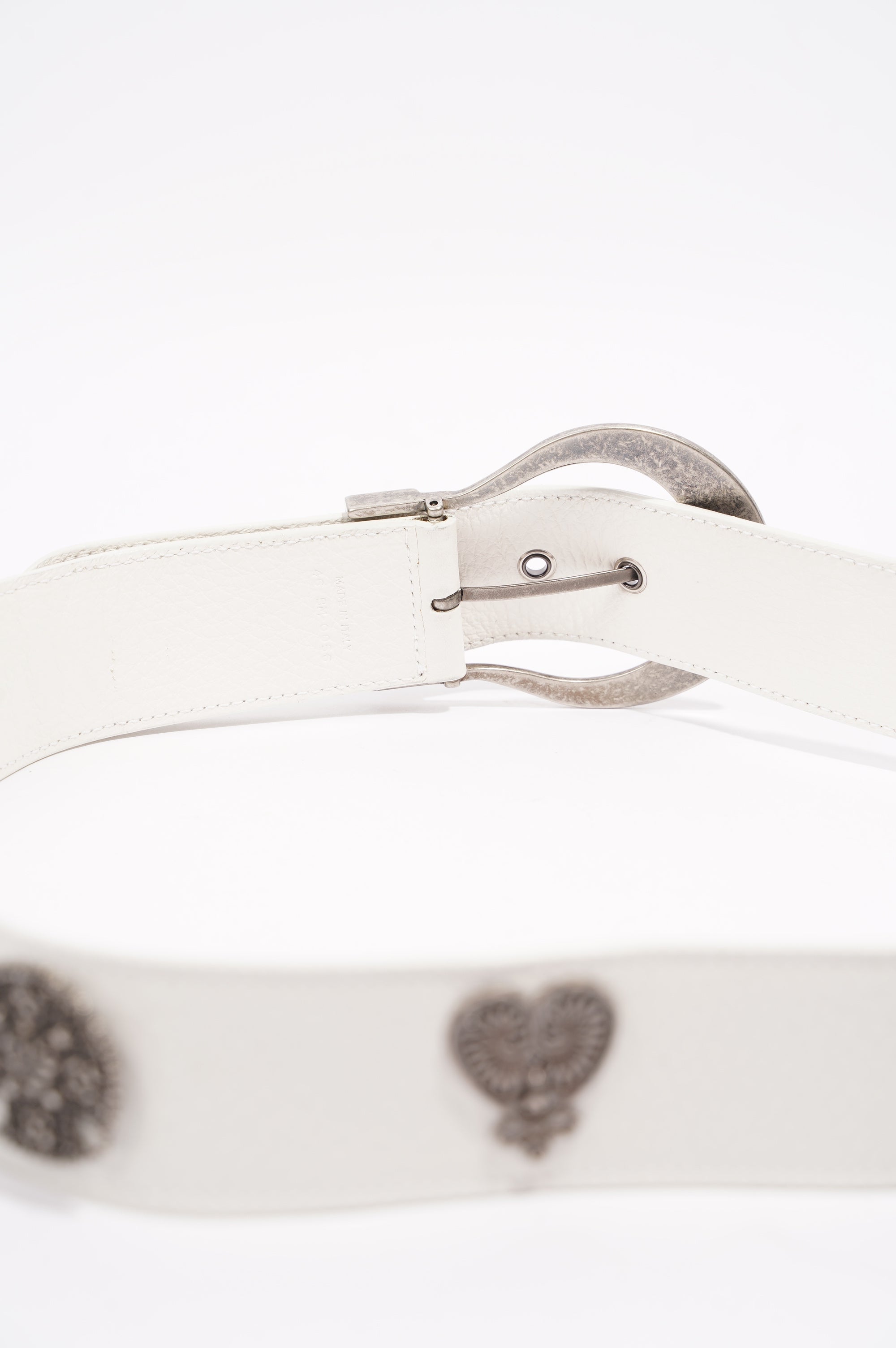 Christian Dior Womens Oversize Buckle Belt White Leather 90cm