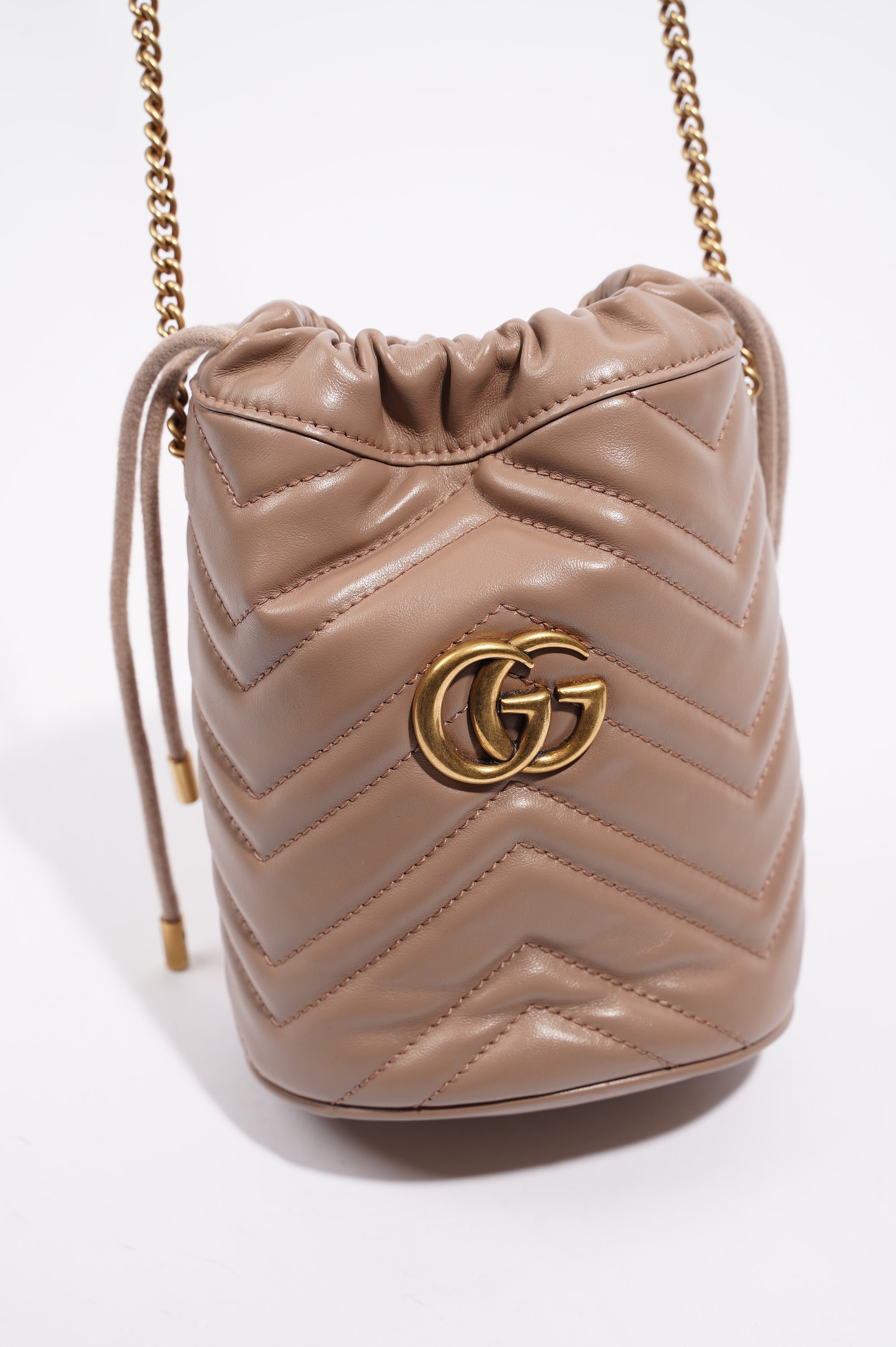 Gucci Womens Marmont Bucket Bag Nude Mini