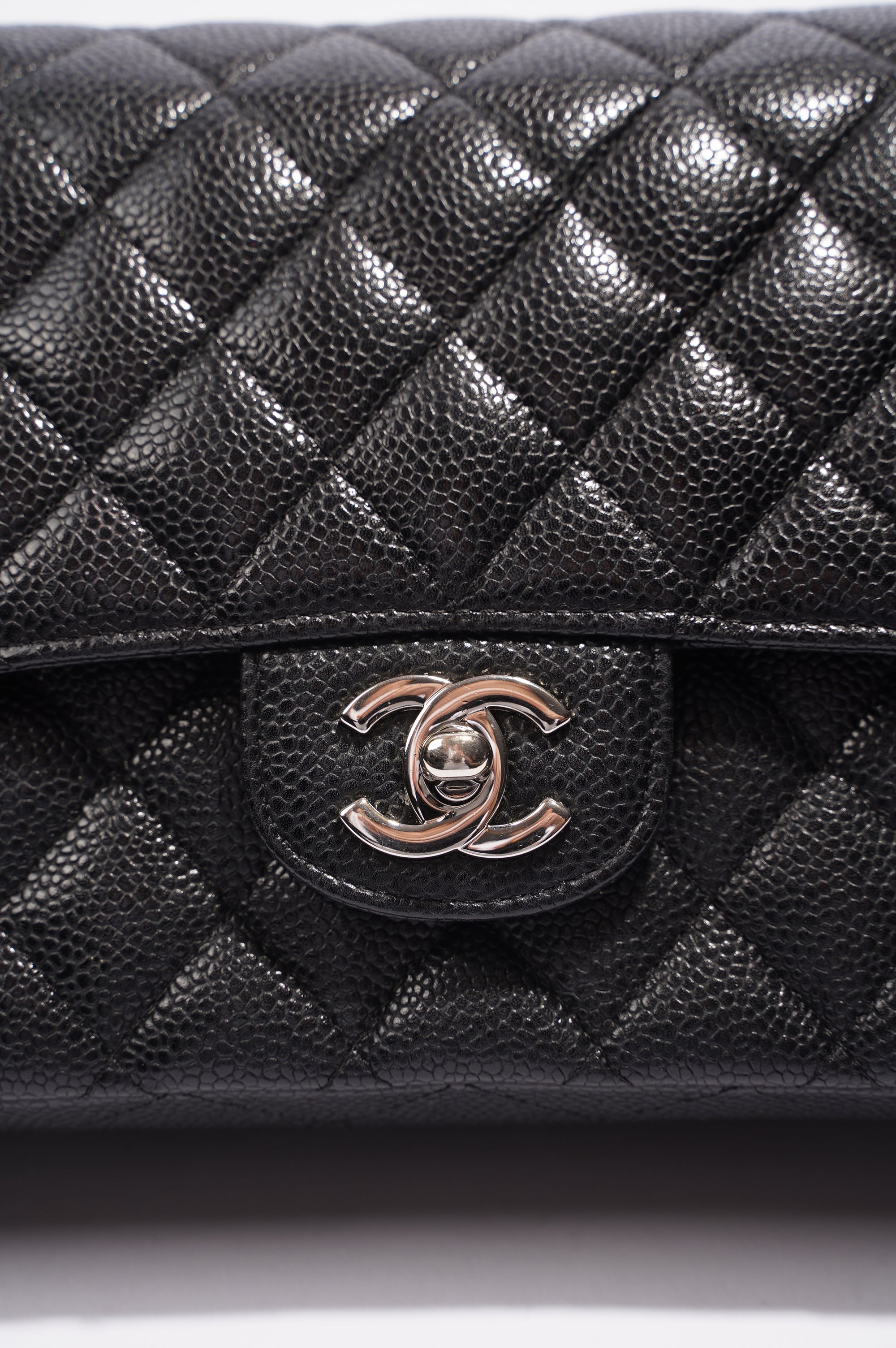 Chanel Double Classic Flap Bag Black Caviar Leather Medium