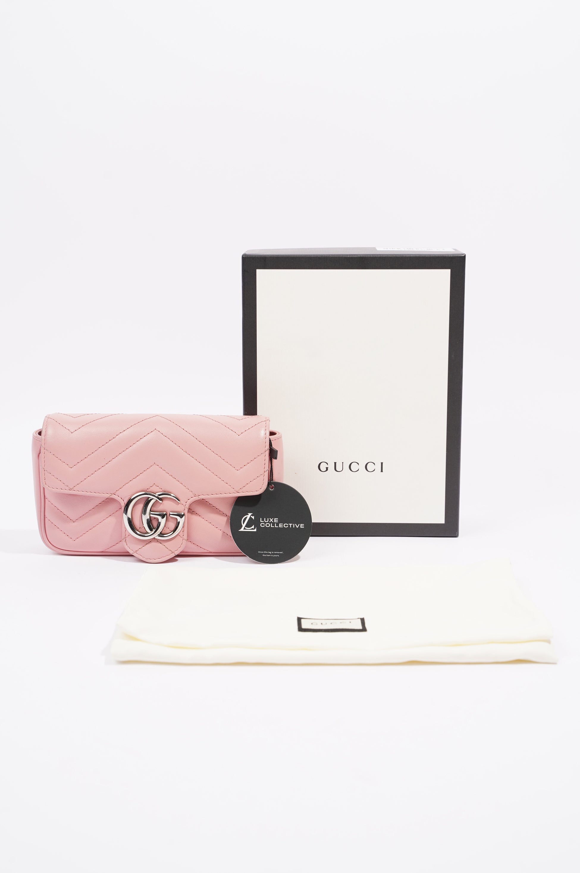 Gucci Womens Marmont Flap Pink / Silver Super Mini