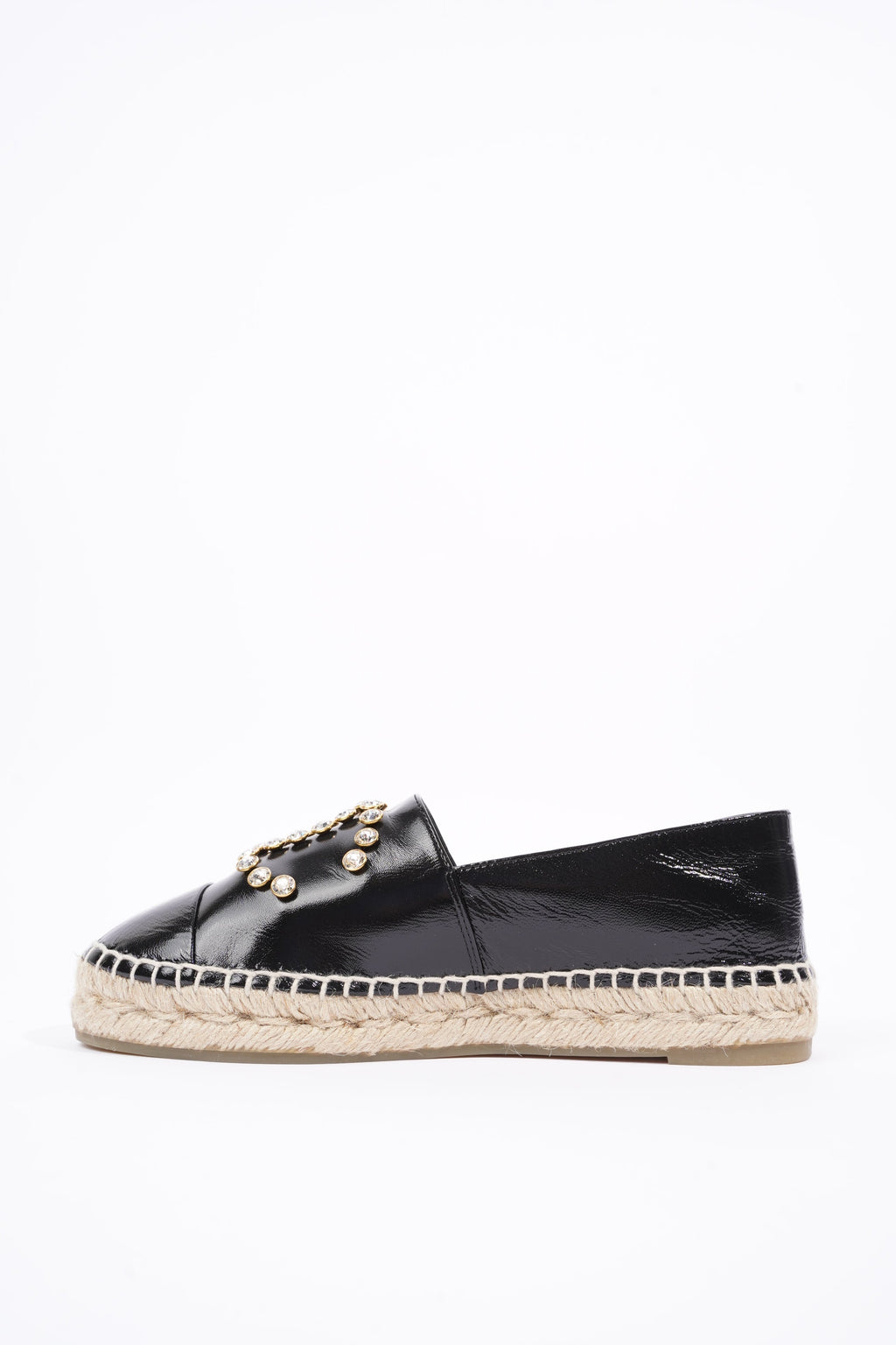 Chanel Womens Espadrilles Black Patent Leather EU 36 / UK 3