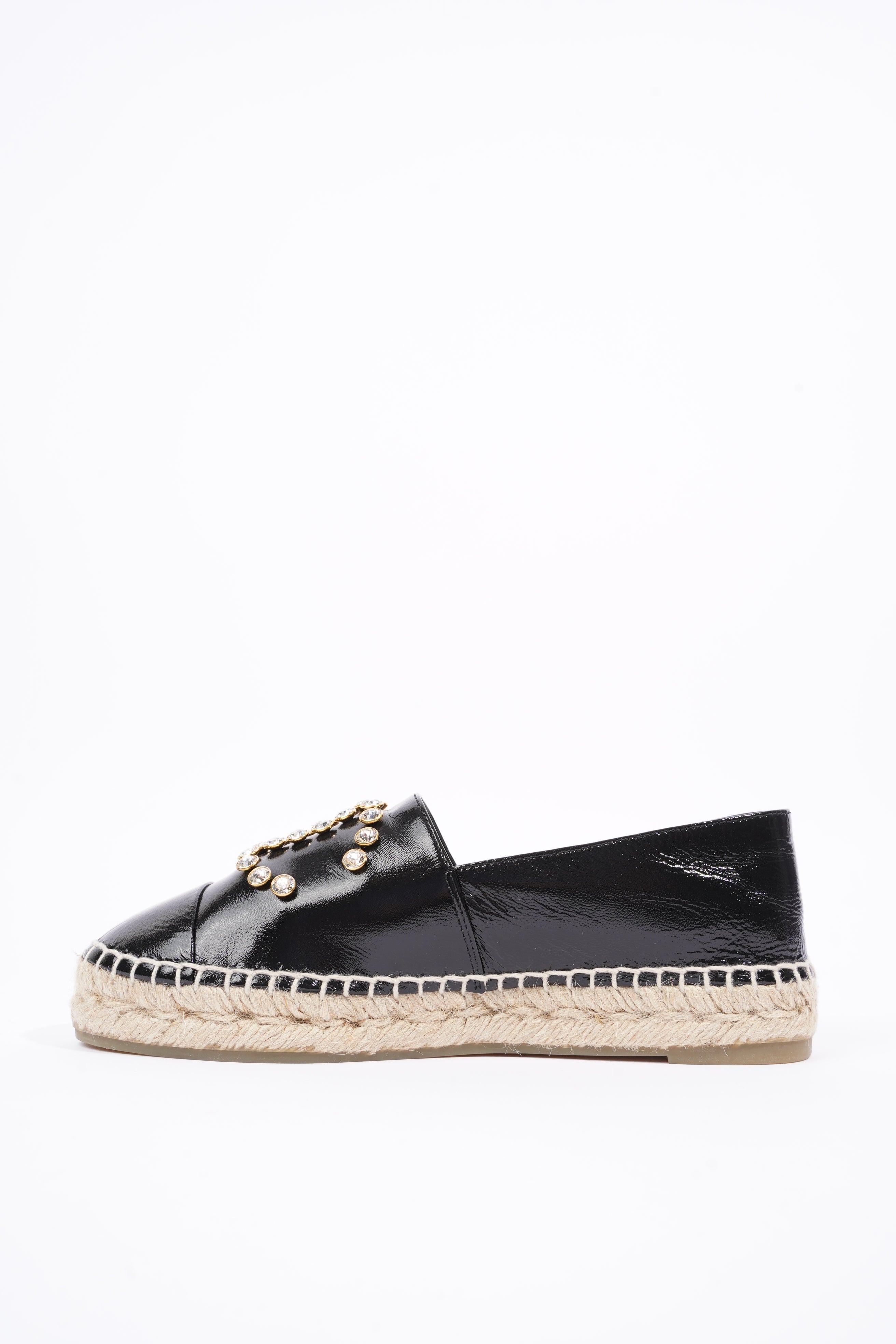 Chanel Womens Espadrilles Black Patent Leather EU 36 / UK 3