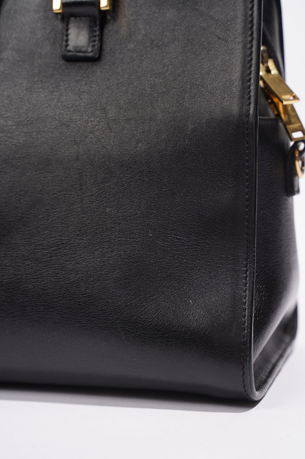 Saint Laurent Womens Cabas Black / Gold Small