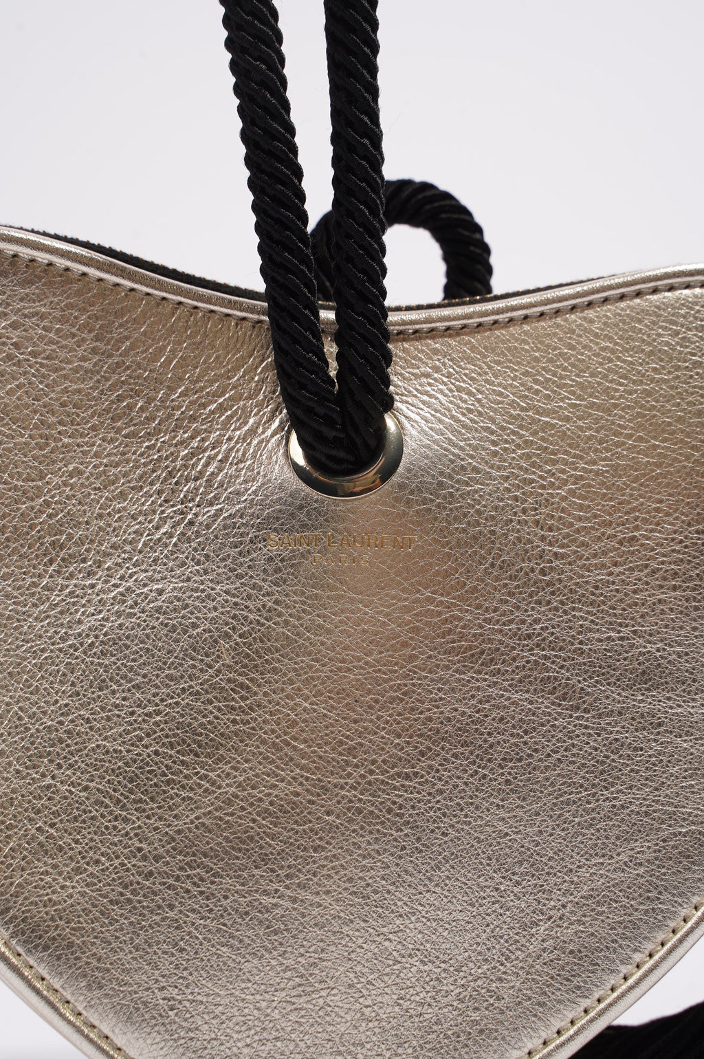 Saint Laurent Womens Heart Clutch Golden Leather