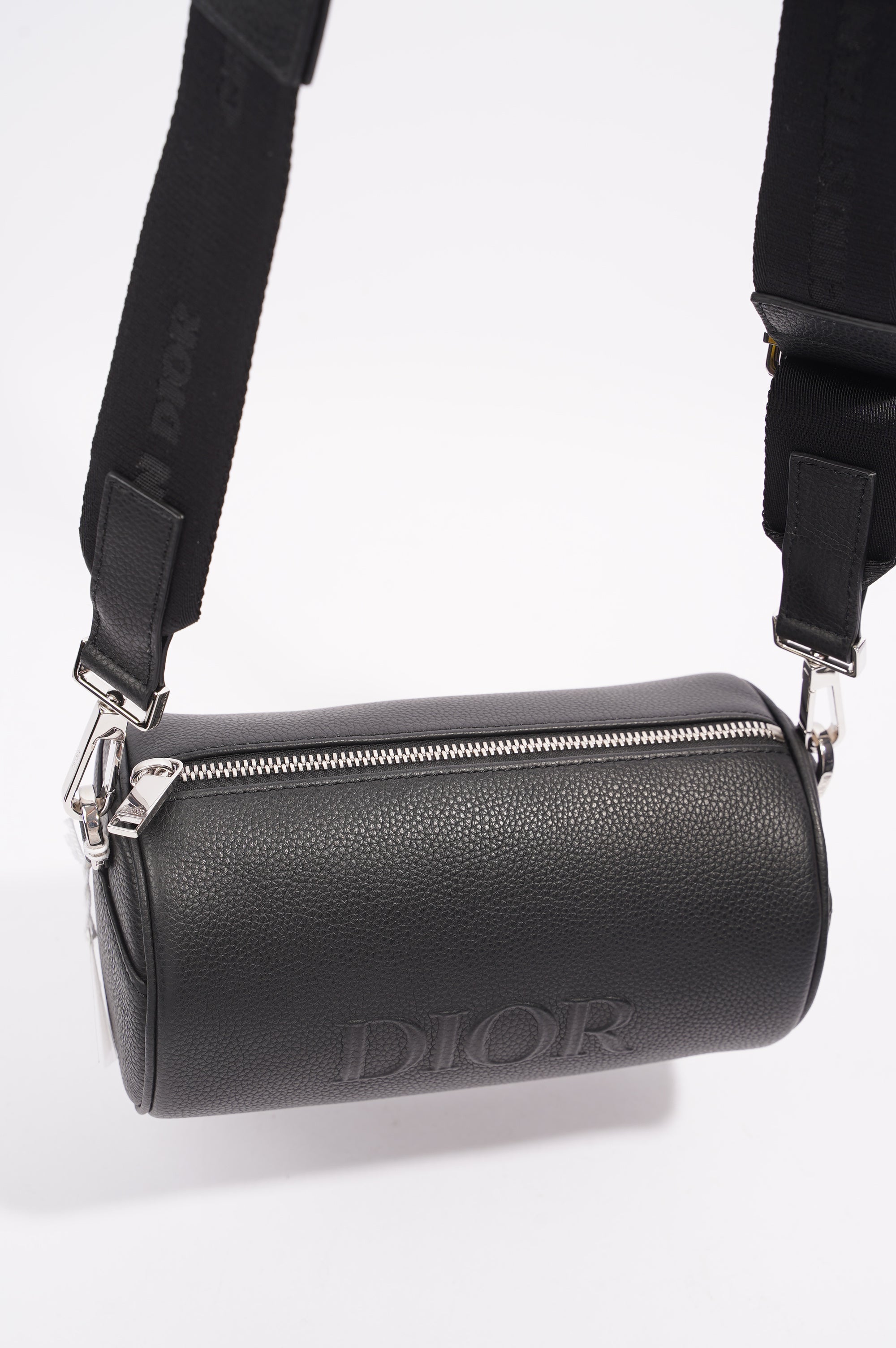 Christian Dior Mens Roller Messenger Bag Black Leather