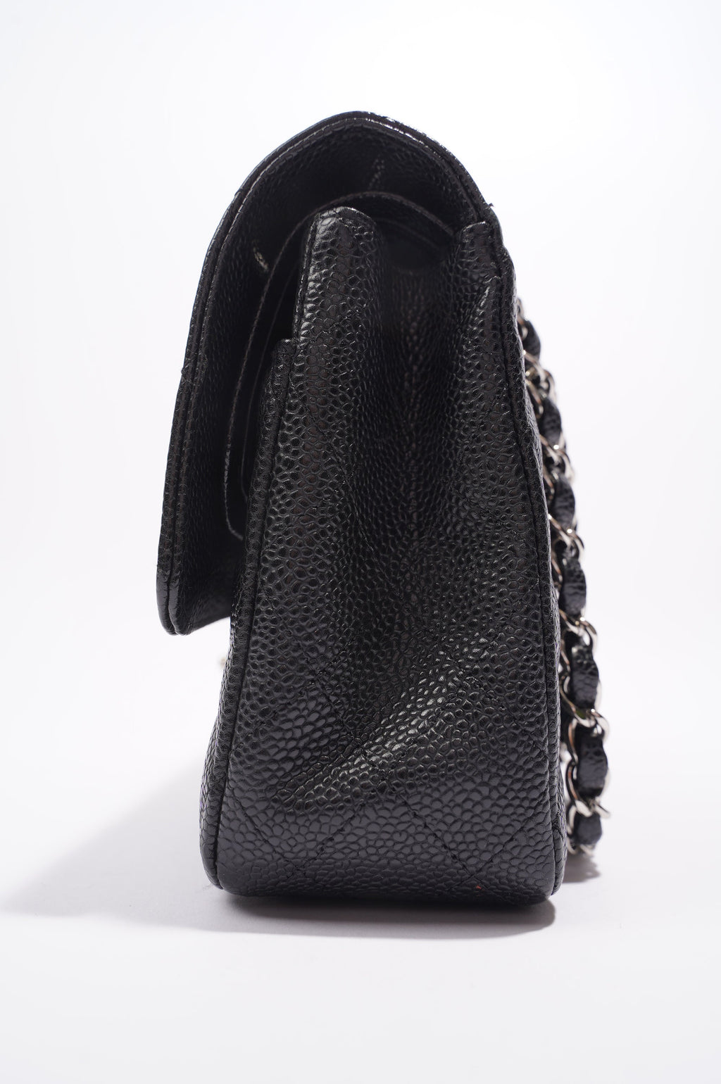 Chanel Double Classic Flap Bag Black Caviar Leather Medium