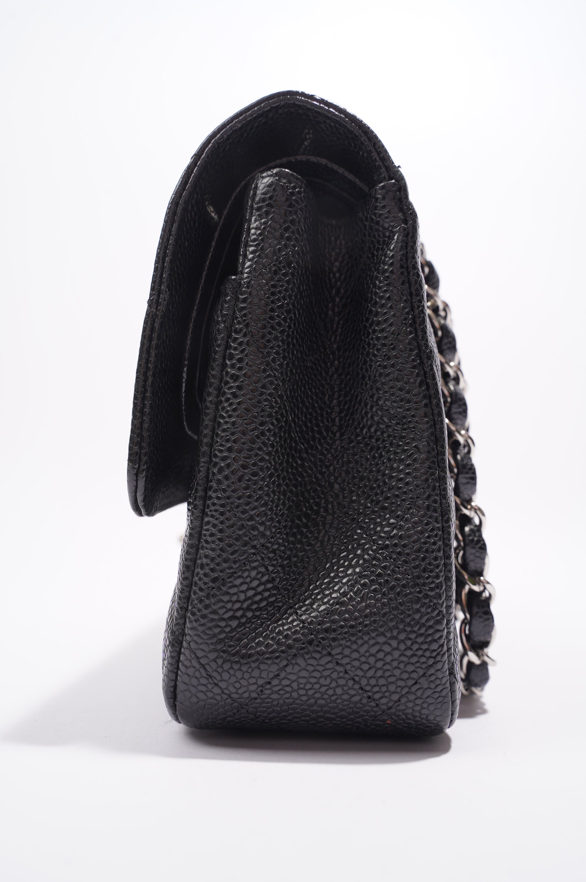 Chanel Double Classic Flap Bag Black Caviar Leather Medium
