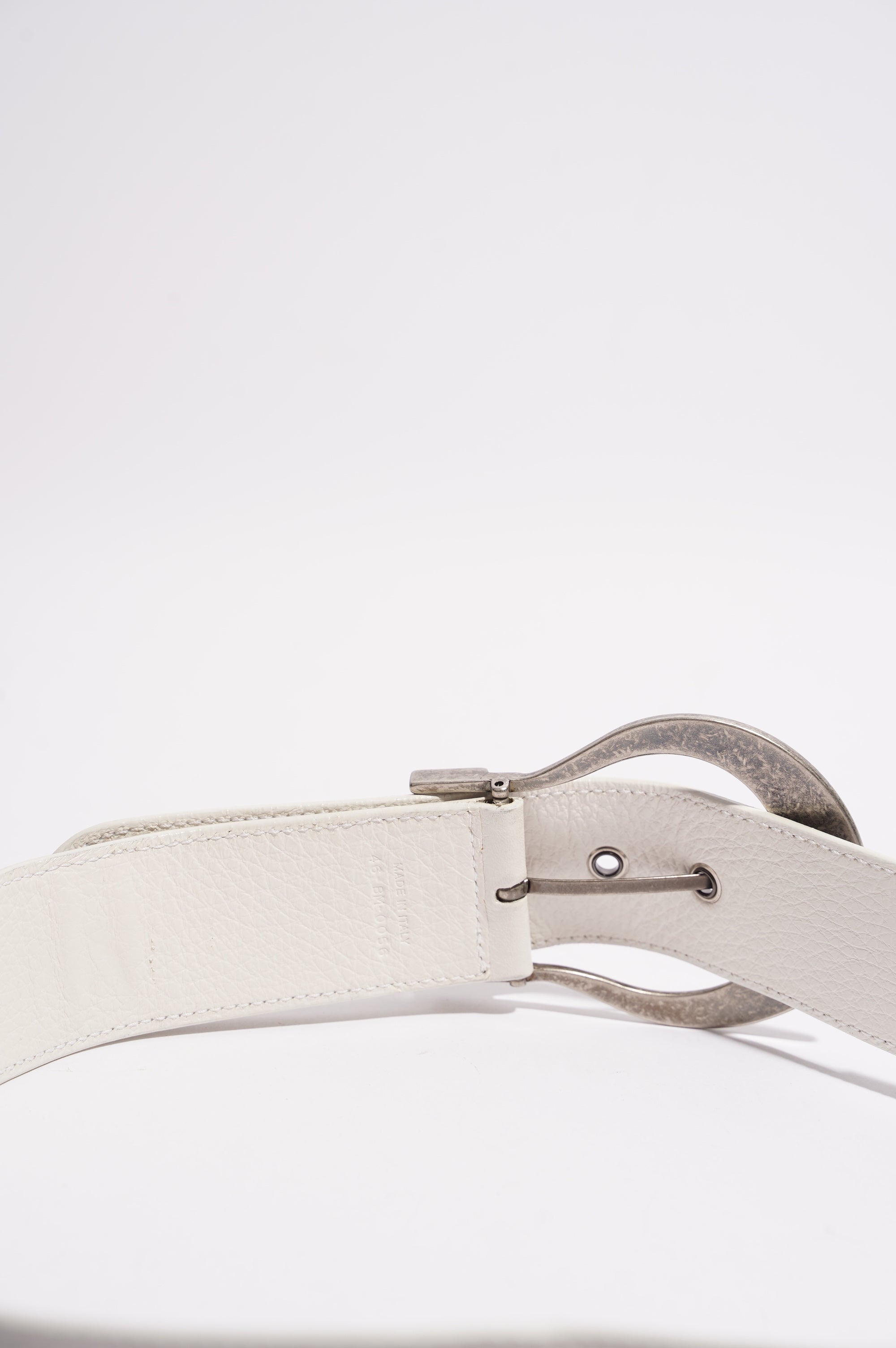 Christian Dior Womens Oversize Buckle Belt White Leather 90cm