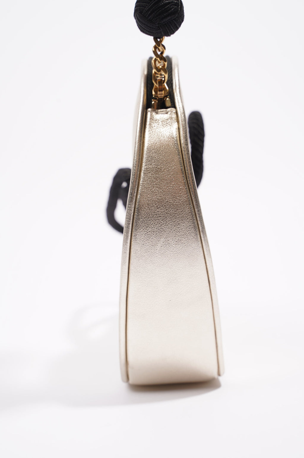 Saint Laurent Womens Heart Clutch Golden Leather