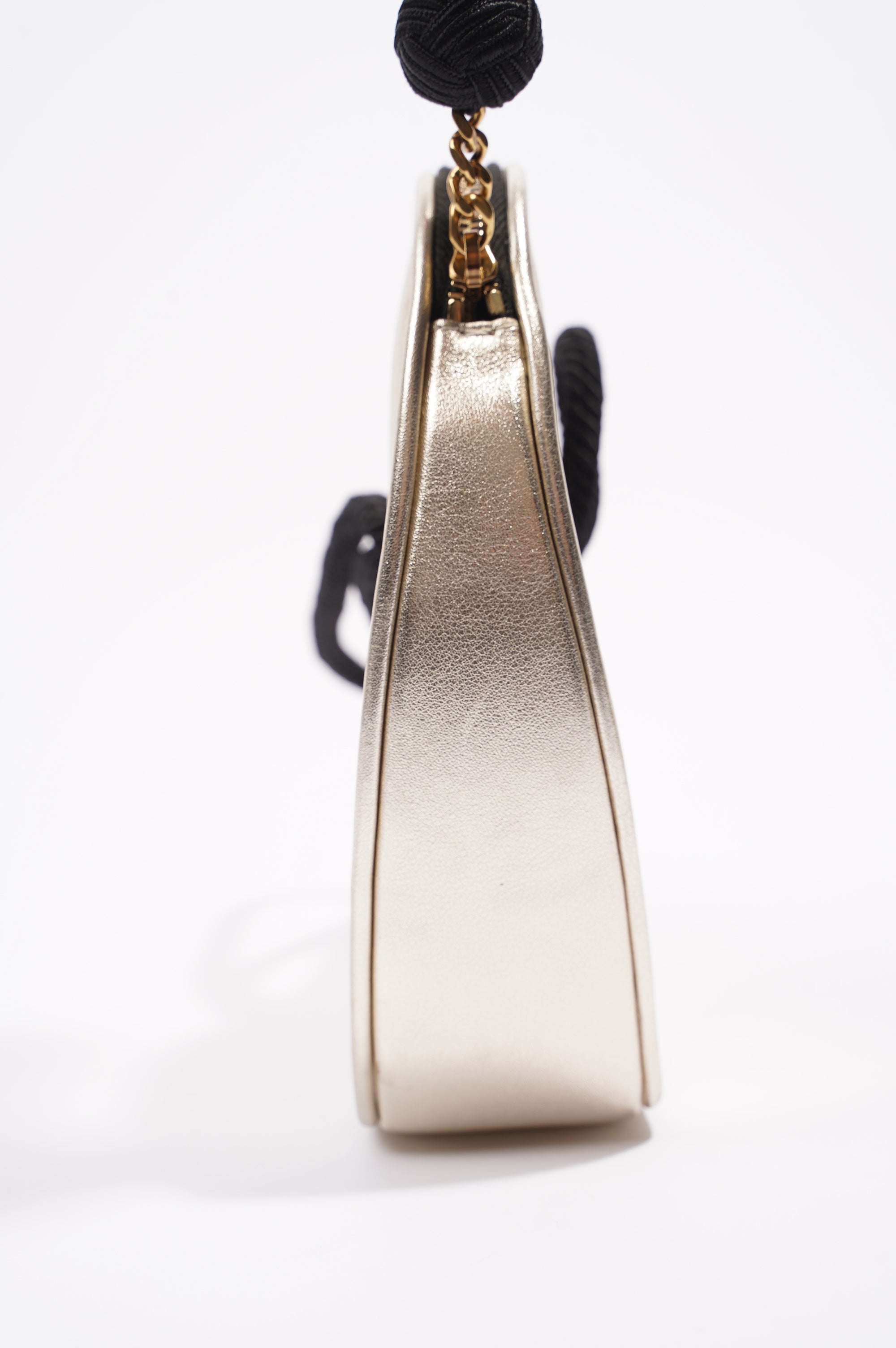 Saint Laurent Womens Heart Clutch Golden Leather