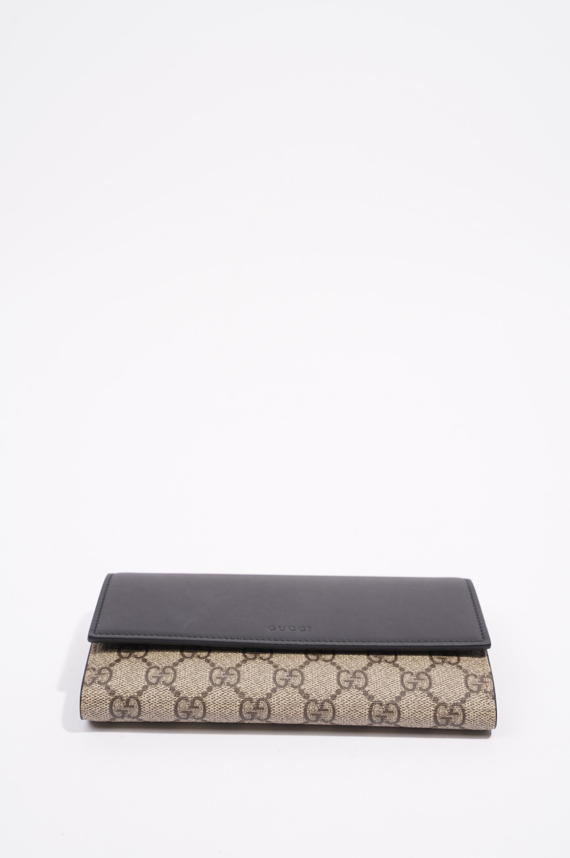 Gucci Womens Long Bi-Fold Wallet Supreme / Black