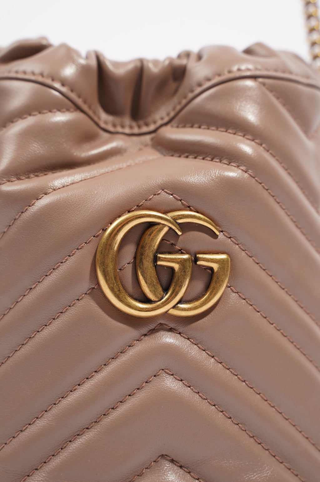 Gucci Womens Marmont Bucket Bag Nude Mini