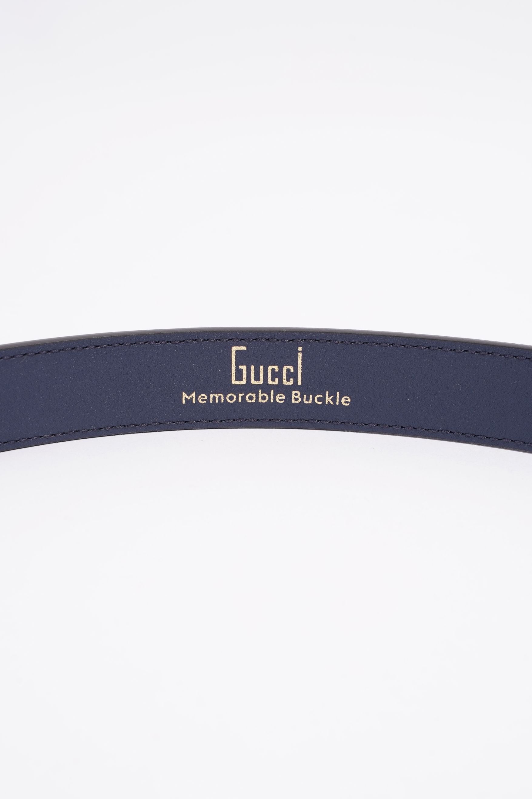 Gucci Womens Interlocking Belt Navy Leather 100
