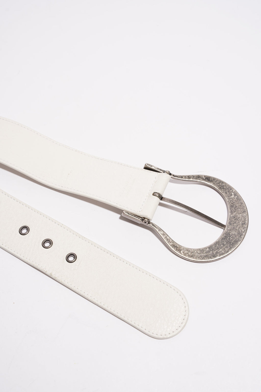 Christian Dior Womens Oversize Buckle Belt White Leather 90cm