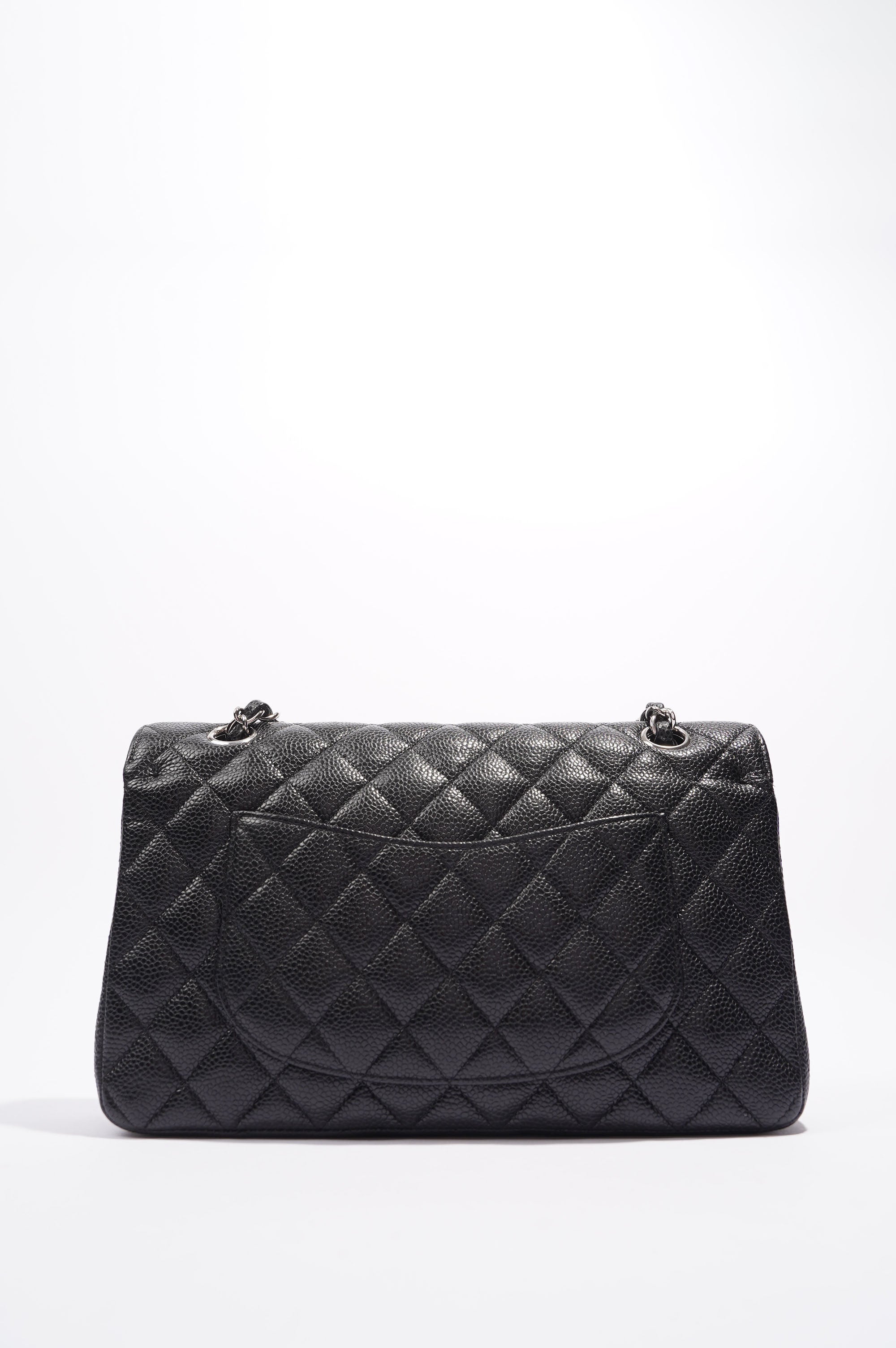 Chanel Double Classic Flap Bag Black Caviar Leather Medium