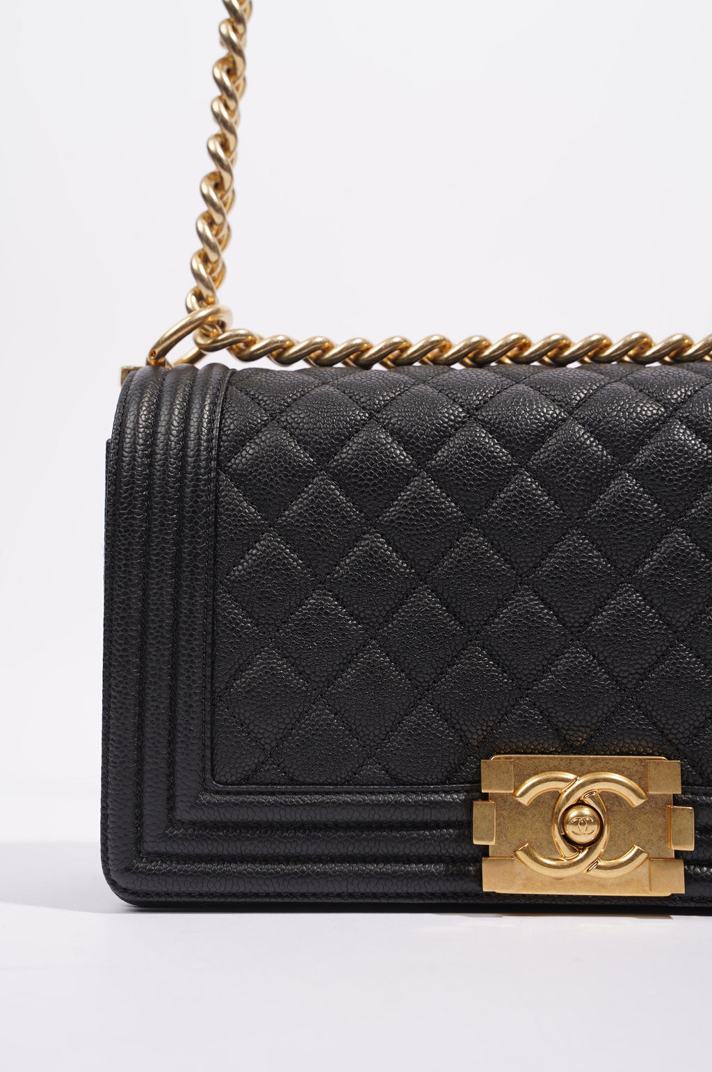 Chanel Womens Boy Bag Black Caviar Medium