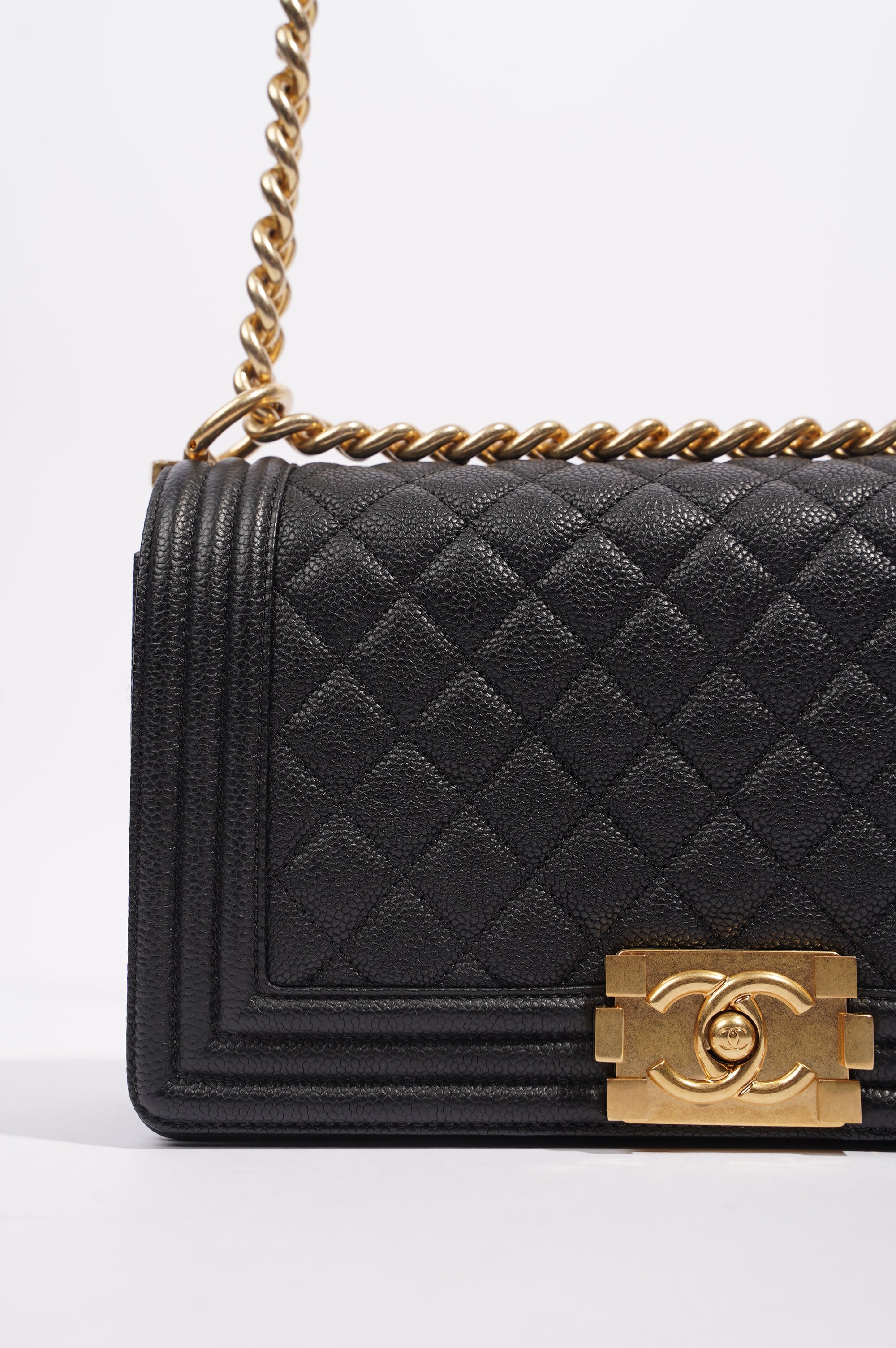 Chanel Womens Boy Bag Black Caviar Medium