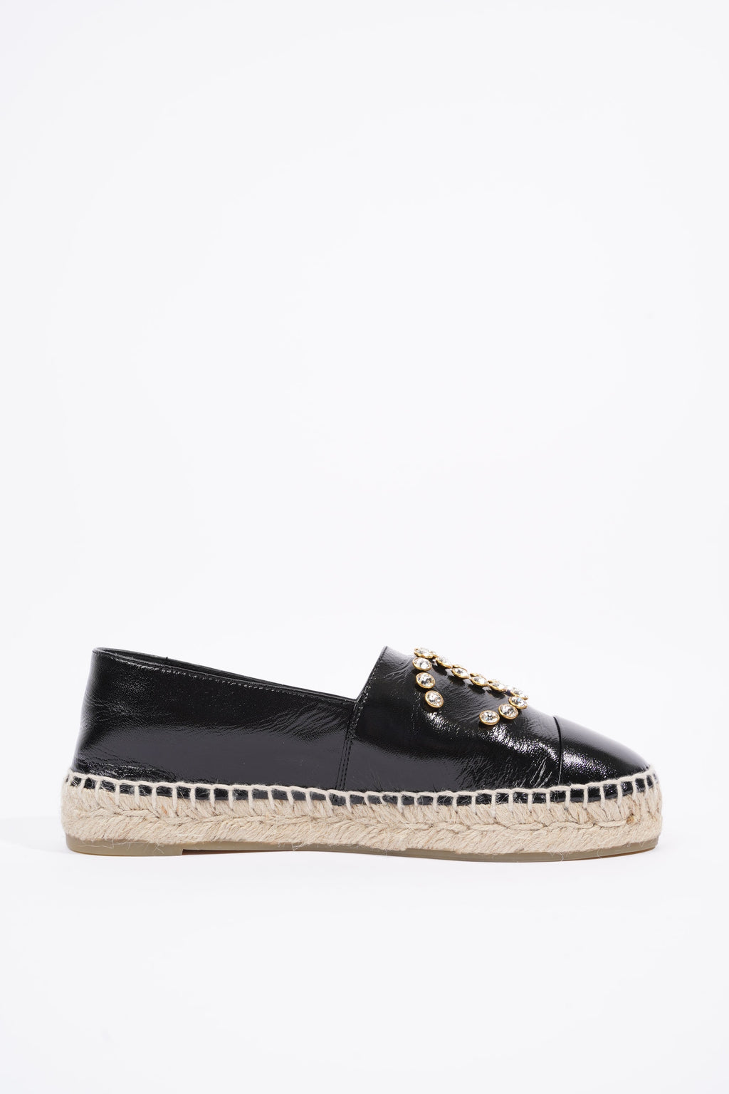 Chanel Womens Espadrilles Black Patent Leather EU 36 / UK 3