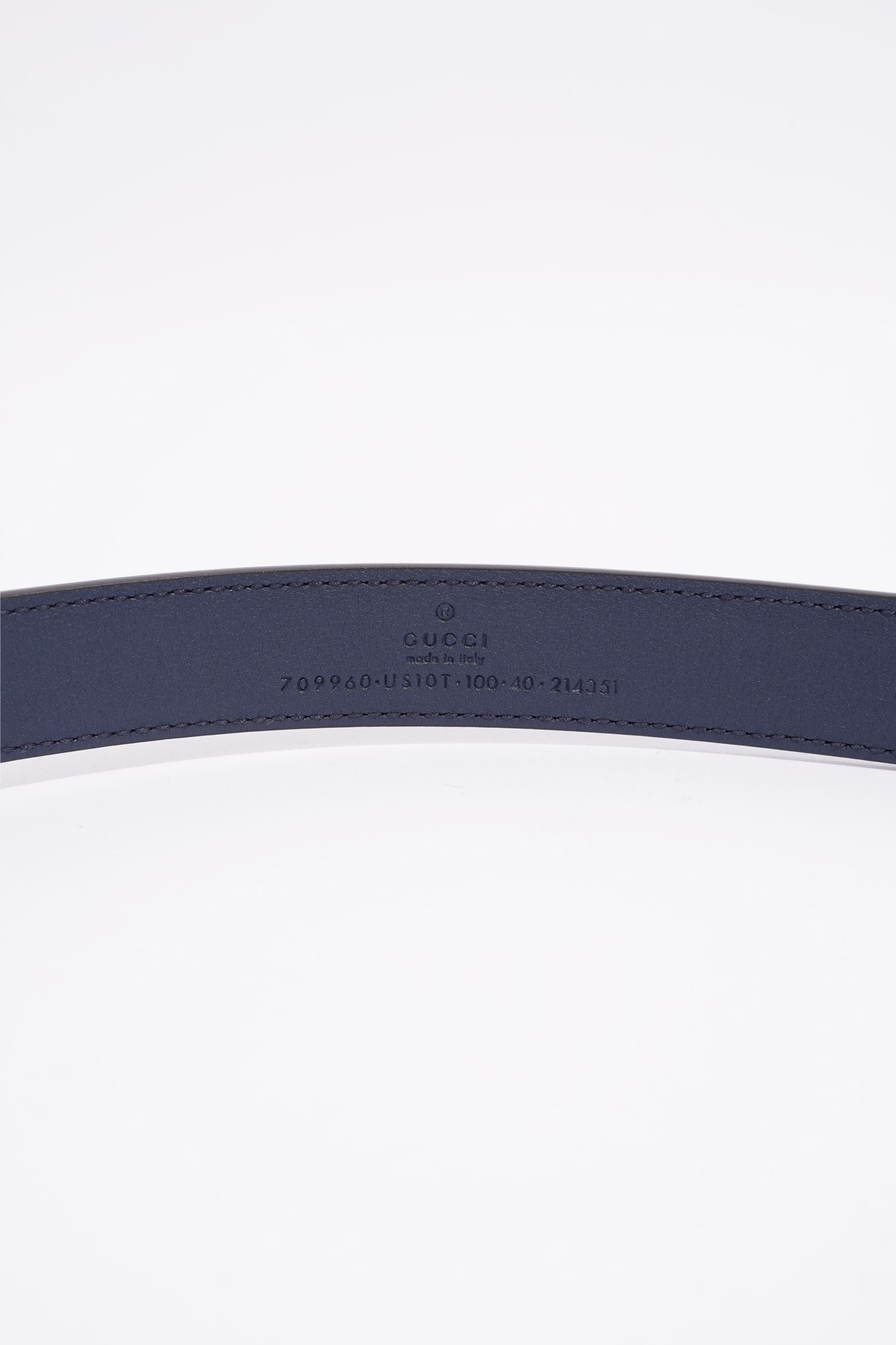 Gucci Womens Interlocking Belt Navy Leather 100