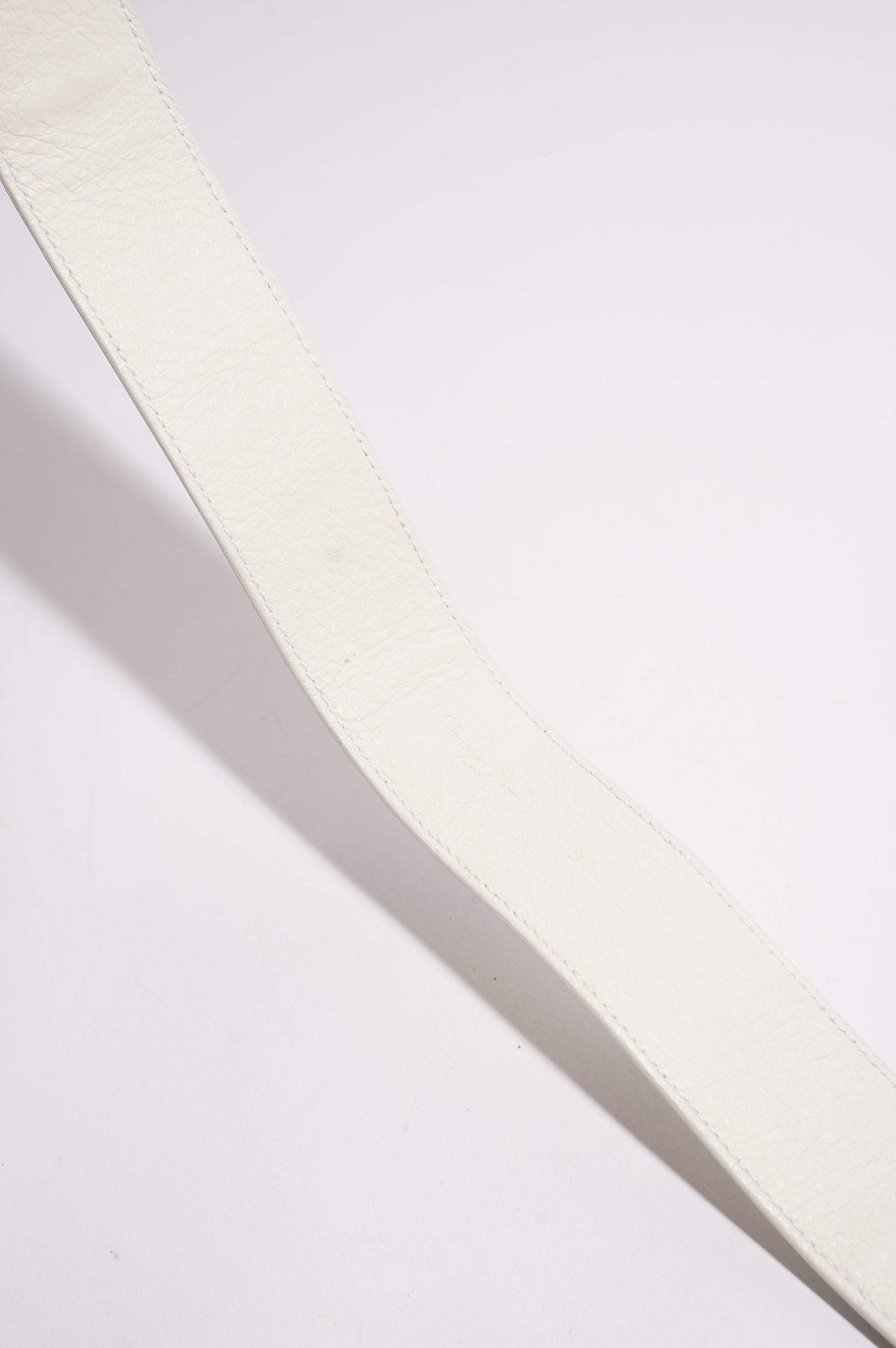 Christian Dior Womens Oversize Buckle Belt White Leather 90cm
