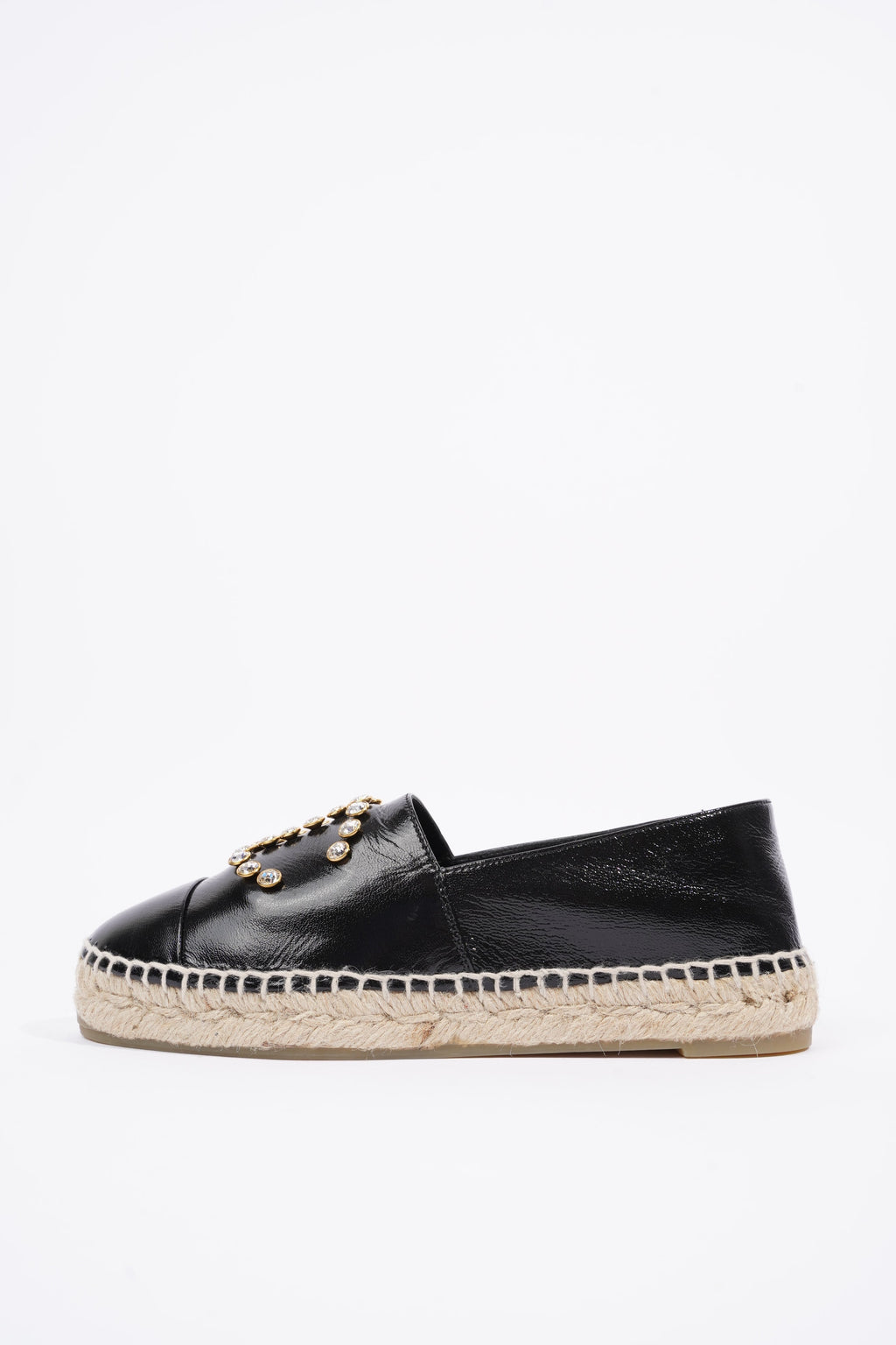 Chanel Womens Espadrilles Black Patent Leather EU 36 / UK 3