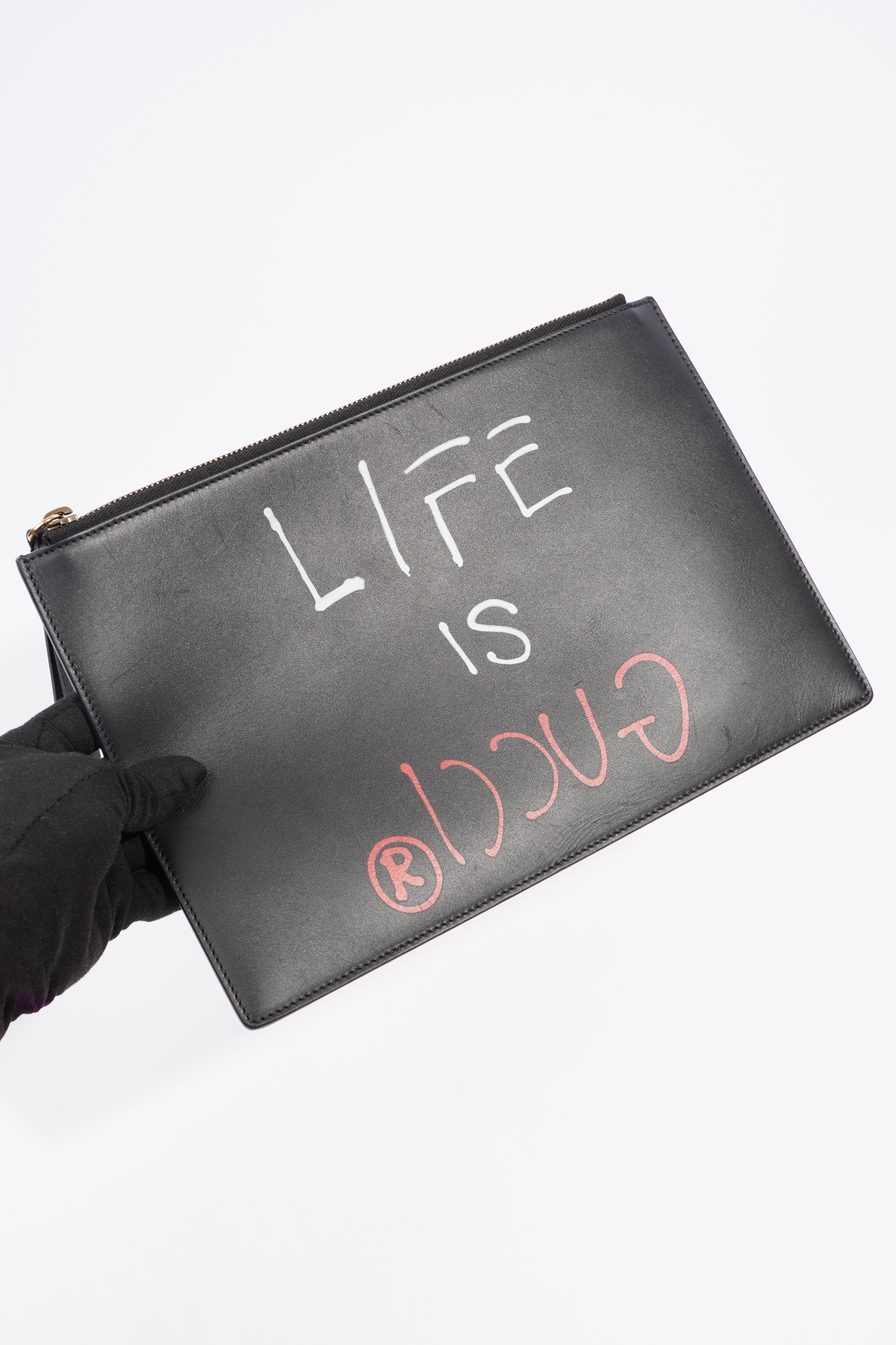 Gucci Gucci is Life Clutch Black Leather