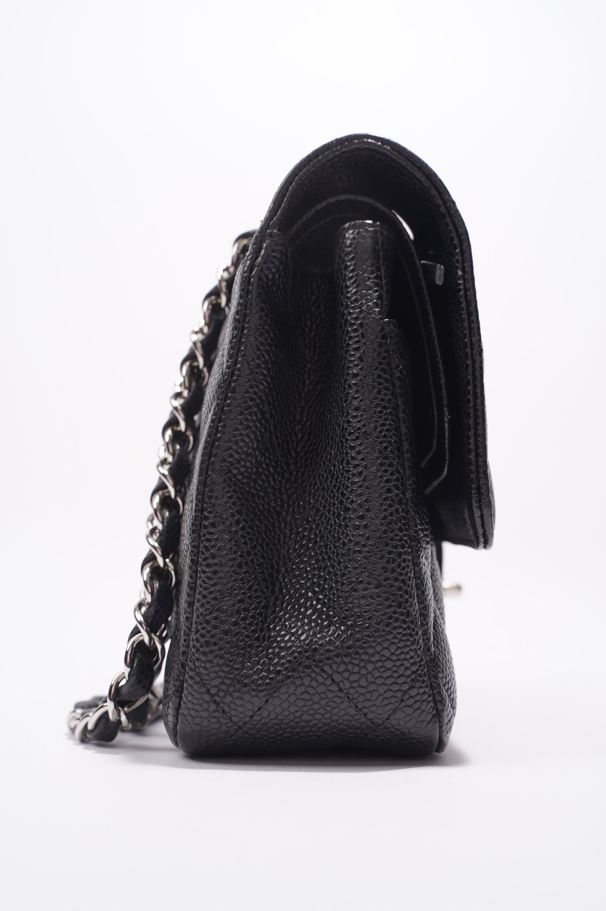 Chanel Double Classic Flap Bag Black Caviar Leather Medium