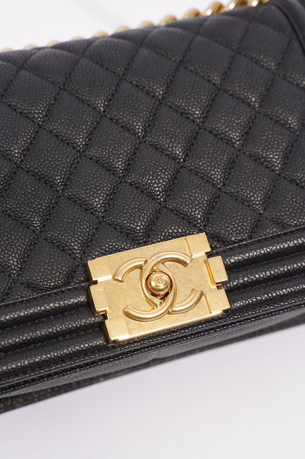 Chanel Womens Boy Bag Black Caviar Medium