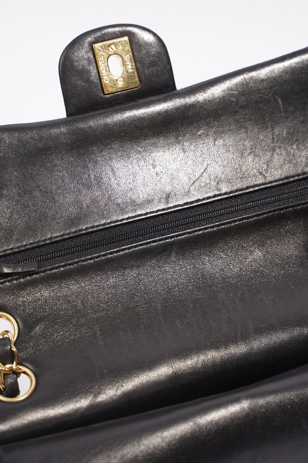Chanel Lambskin Classic Double Flap Black Leather Medium
