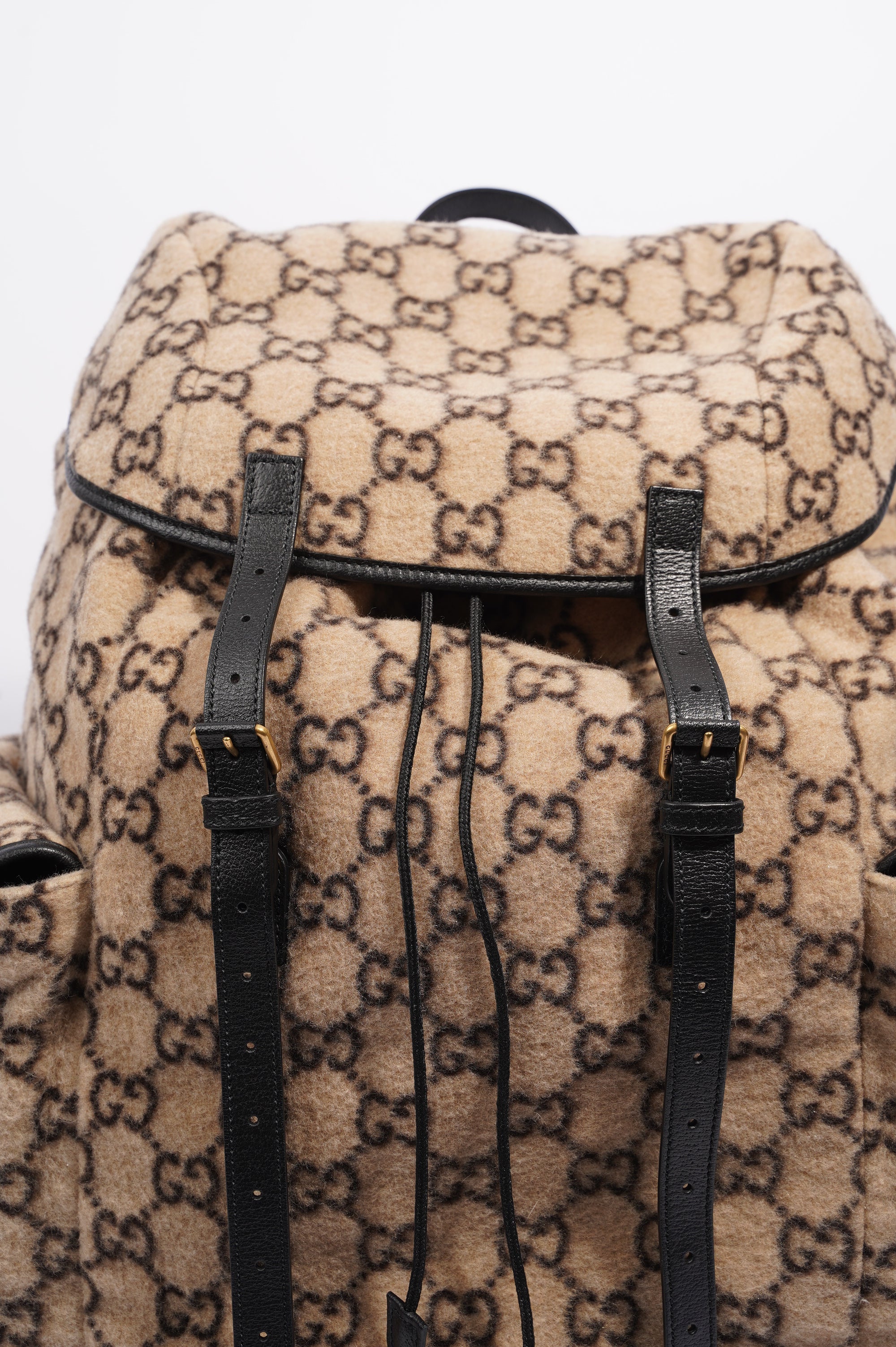 Gucci Womens GG Backpack Beige Wool