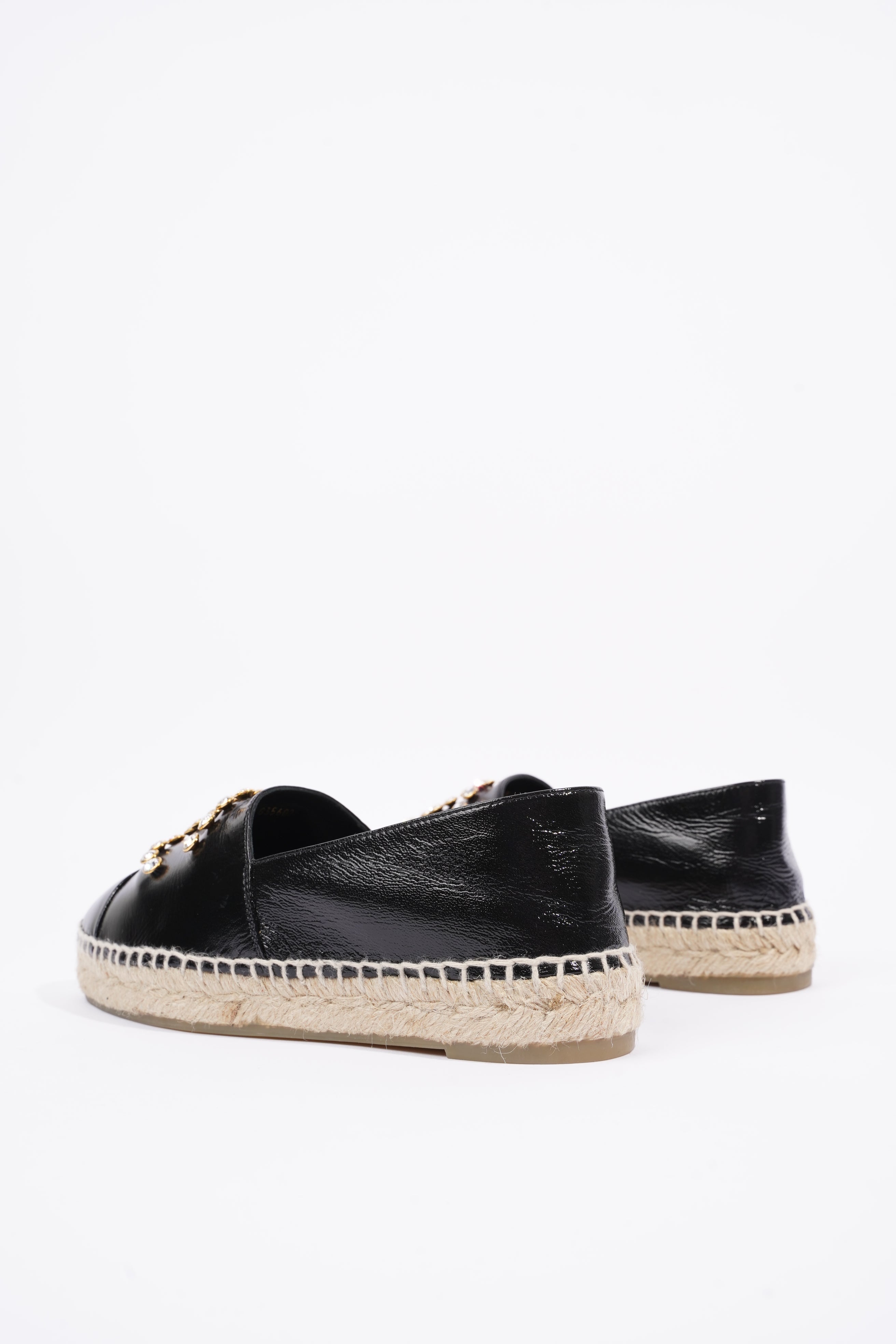 Chanel Womens Espadrilles Black Patent Leather EU 36 / UK 3