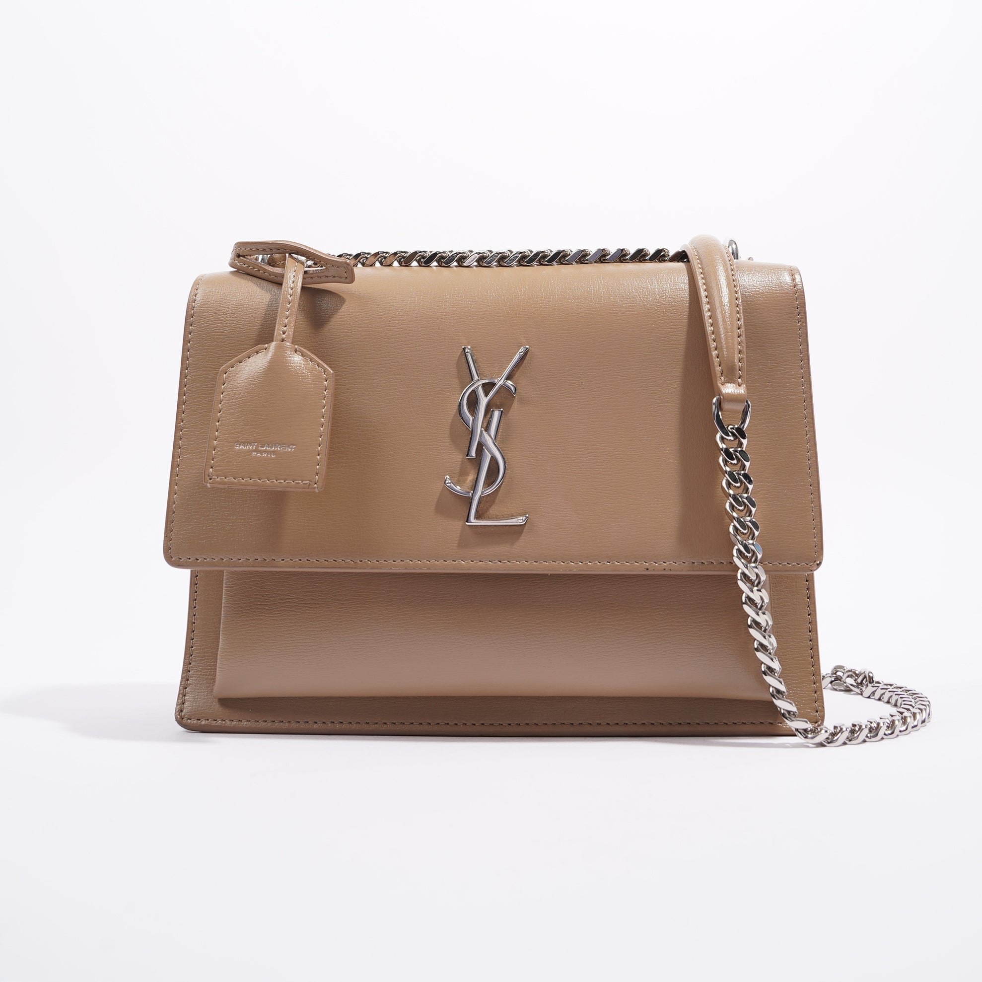 Saint Laurent Womens Sunset Chain Bag Dark Beige Medium