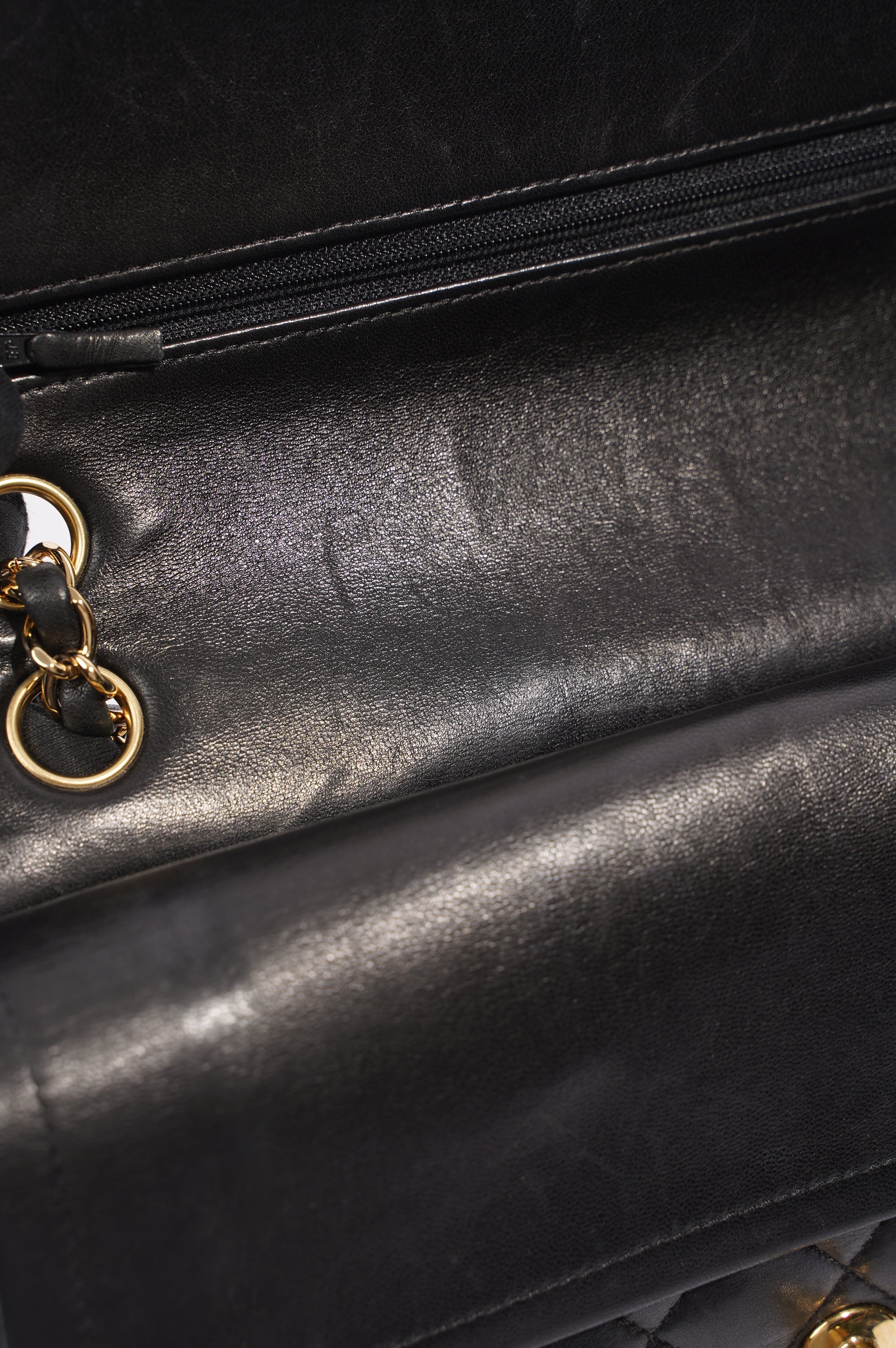 Chanel Lambskin Classic Double Flap Black Leather Medium