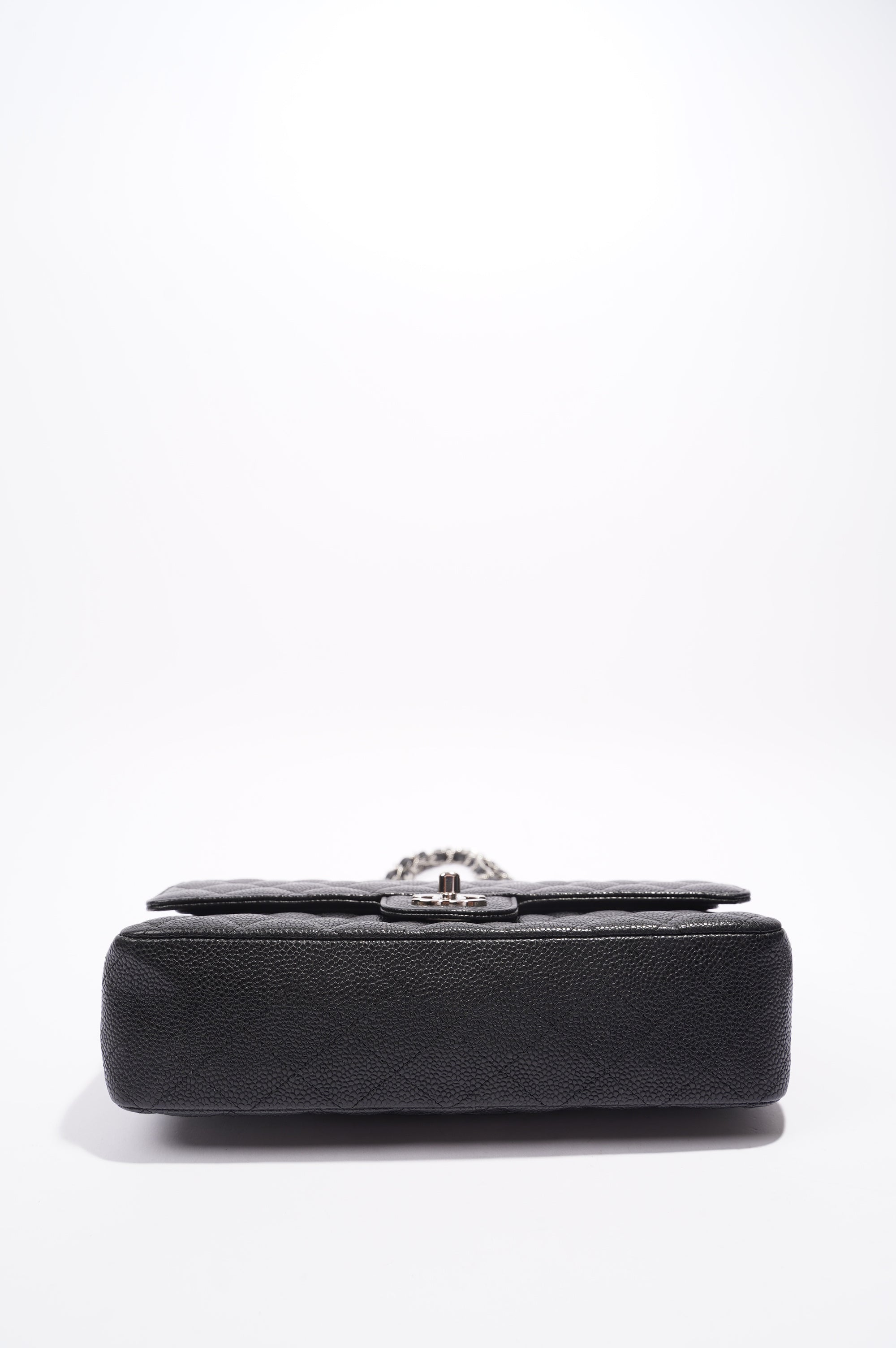 Chanel Double Classic Flap Bag Black Caviar Leather Medium
