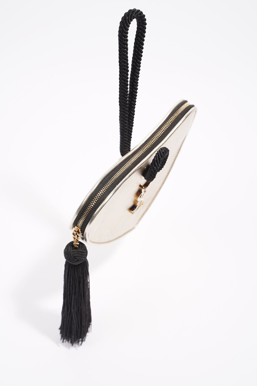 Saint Laurent Womens Heart Clutch Golden Leather