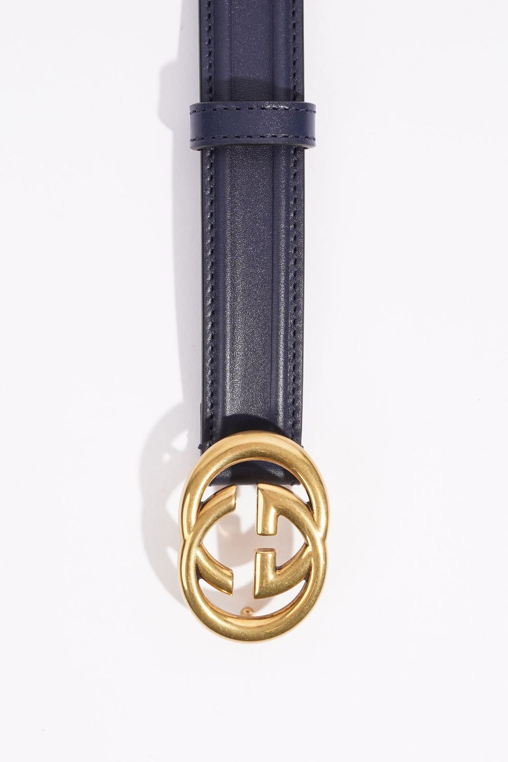 Gucci Womens Interlocking Belt Navy Leather 100