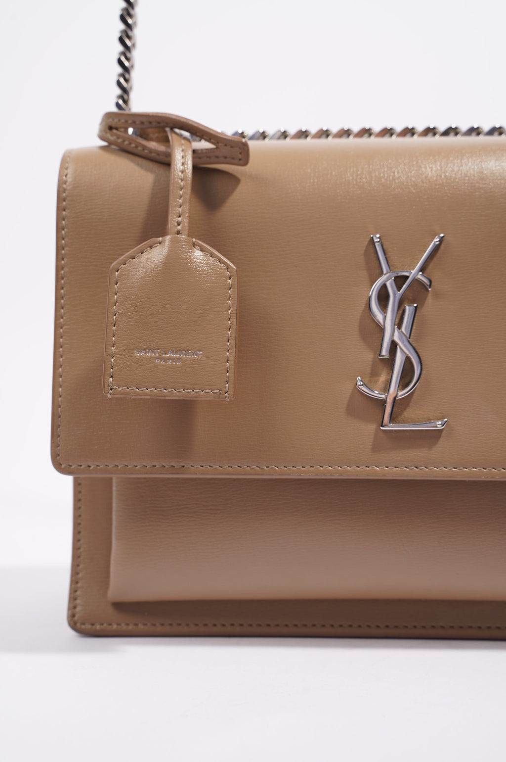 Saint Laurent Womens Sunset Chain Bag Dark Beige Medium