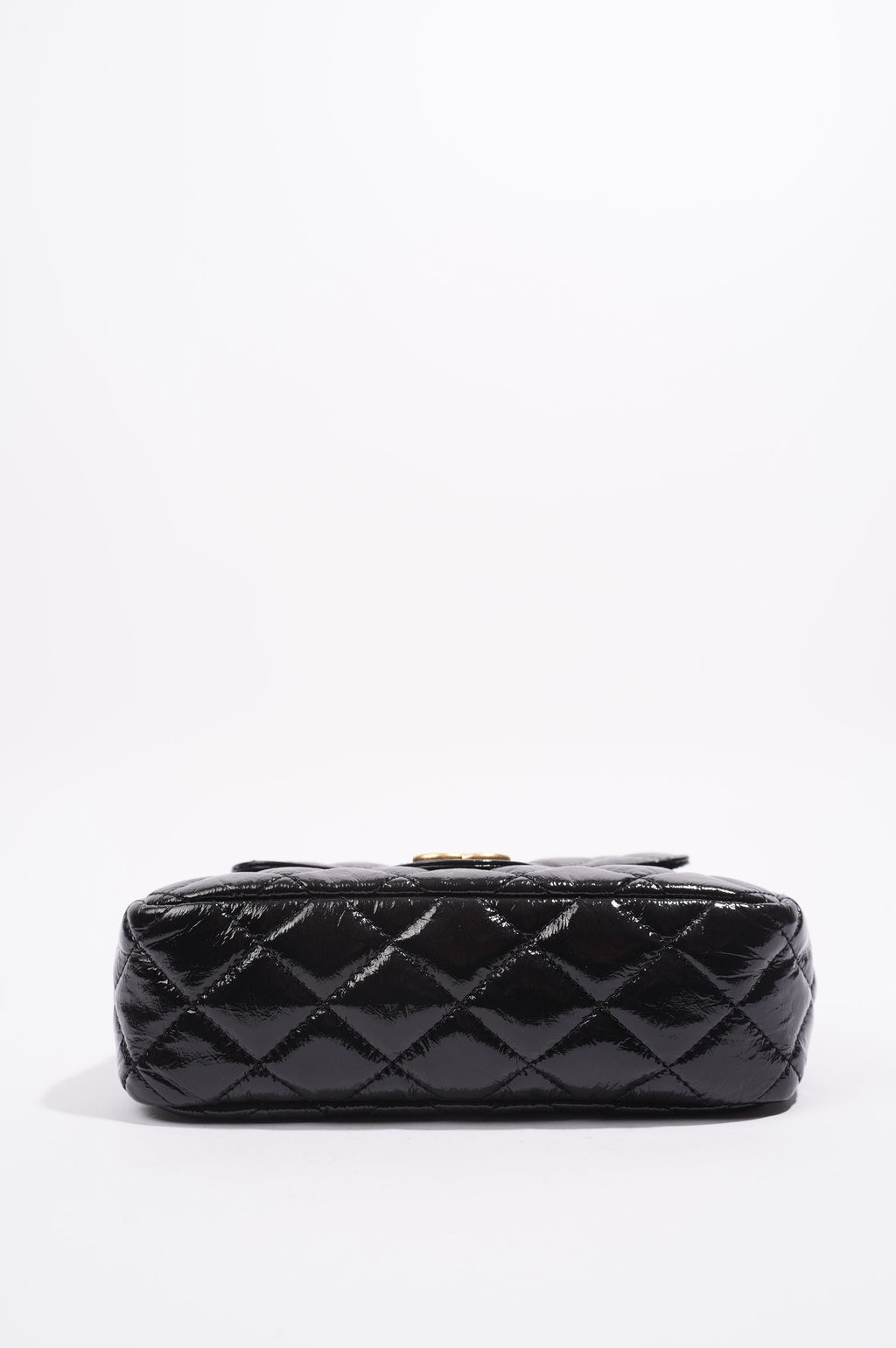 Chanel Womens Patent Leather Hobo Bag Black Small