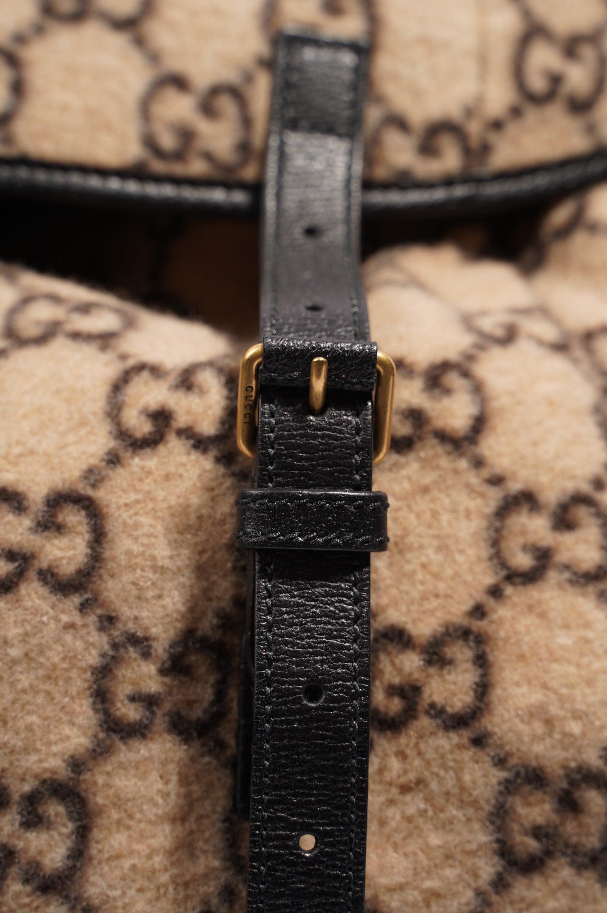 Gucci Womens GG Backpack Beige Wool