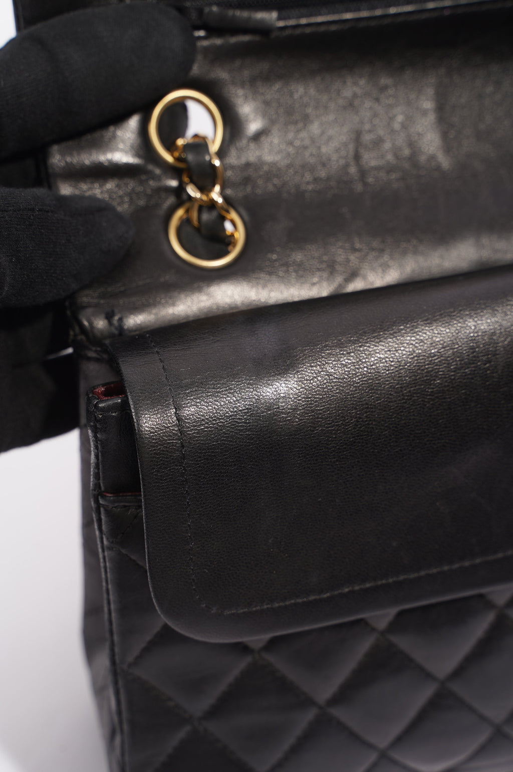 Chanel Lambskin Classic Double Flap Black Leather Medium