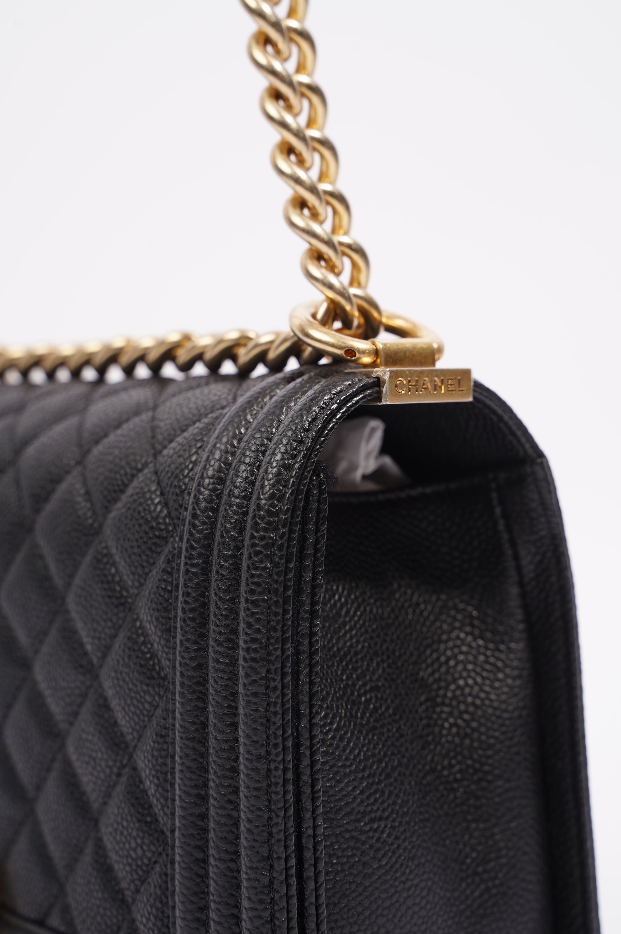 Chanel Womens Boy Bag Black Caviar Medium