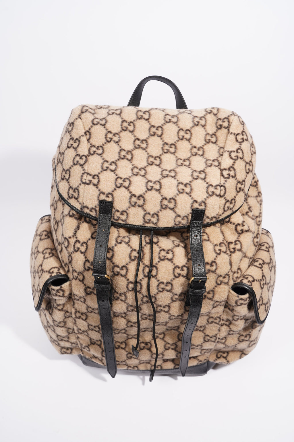 Gucci Womens GG Backpack Beige Wool