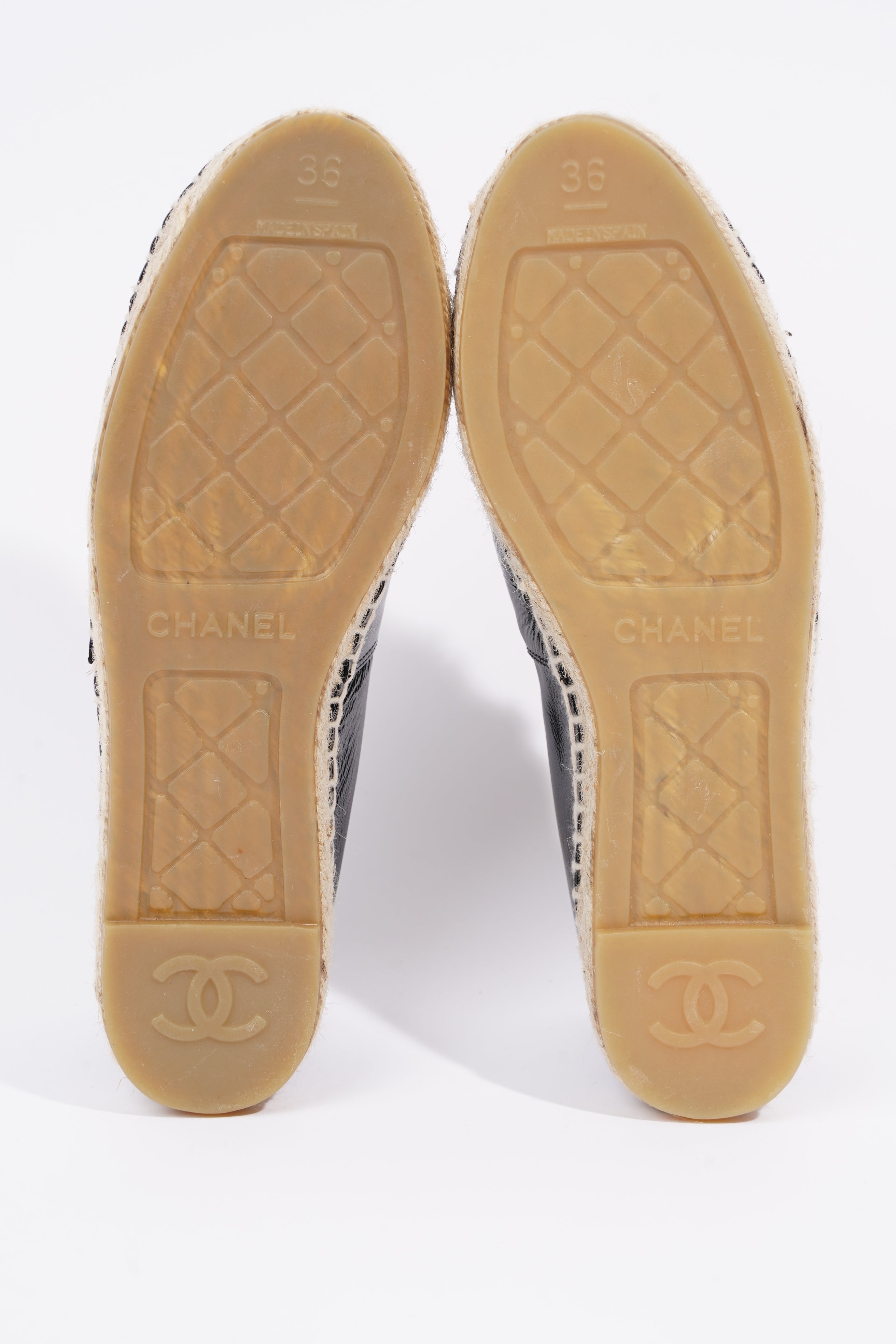 Chanel Womens Espadrilles Black Patent Leather EU 36 / UK 3