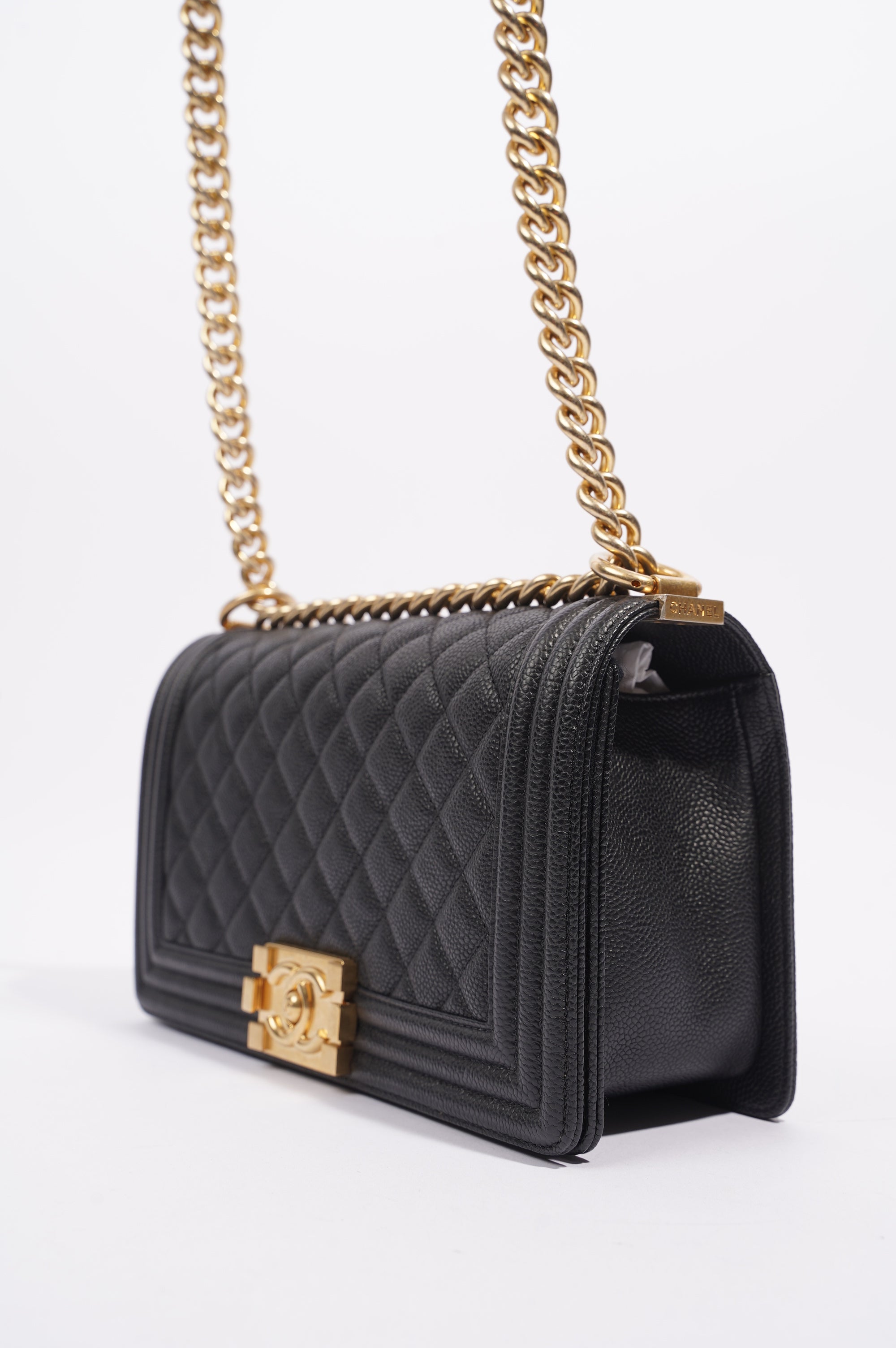 Chanel Womens Boy Bag Black Caviar Medium