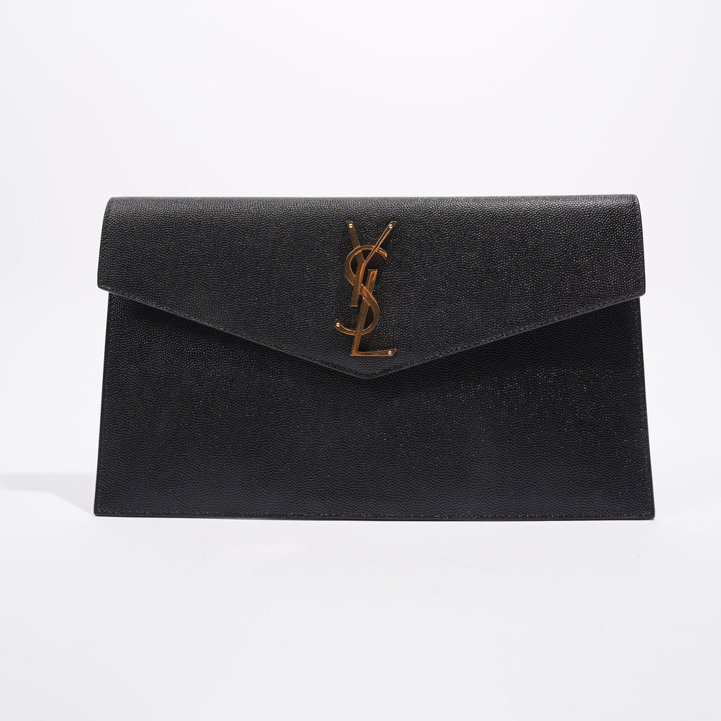Saint Laurent Womens Uptown Pouch Black / Gold
