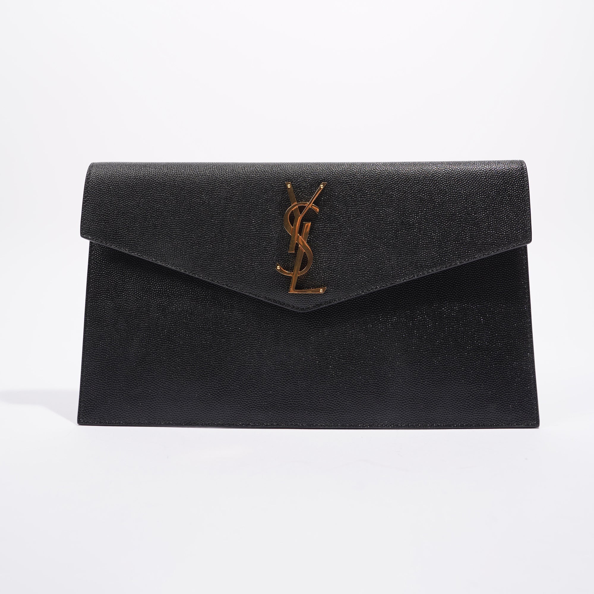 Saint Laurent Womens Uptown Pouch Black / Gold
