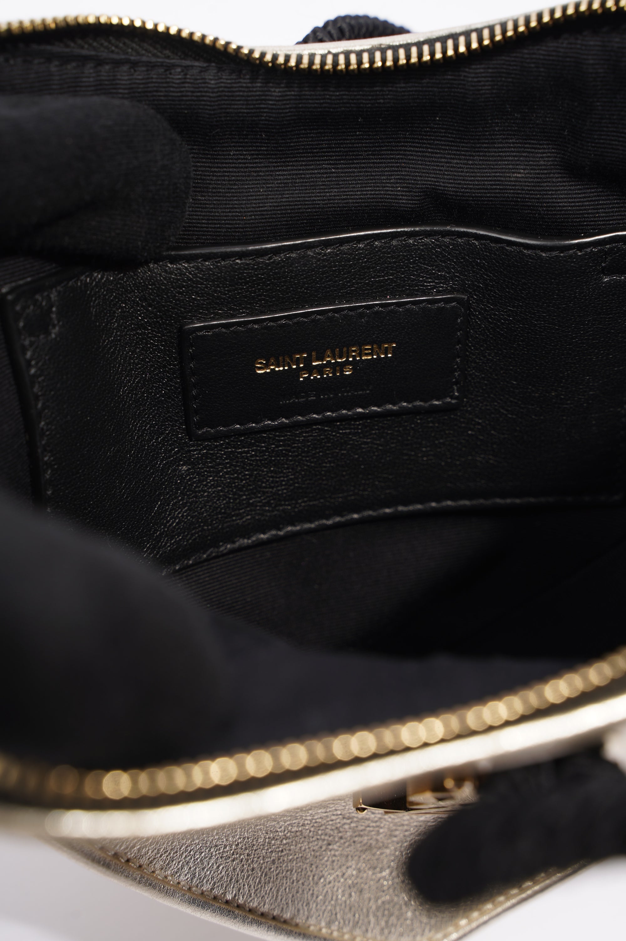 Saint Laurent Womens Heart Clutch Golden Leather