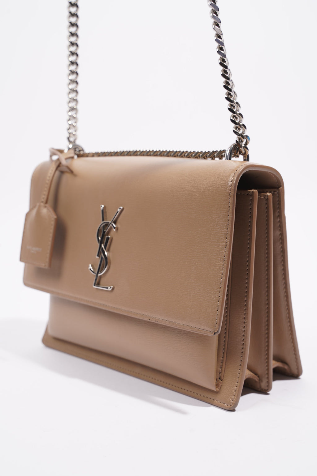 Saint Laurent Womens Sunset Chain Bag Dark Beige Medium