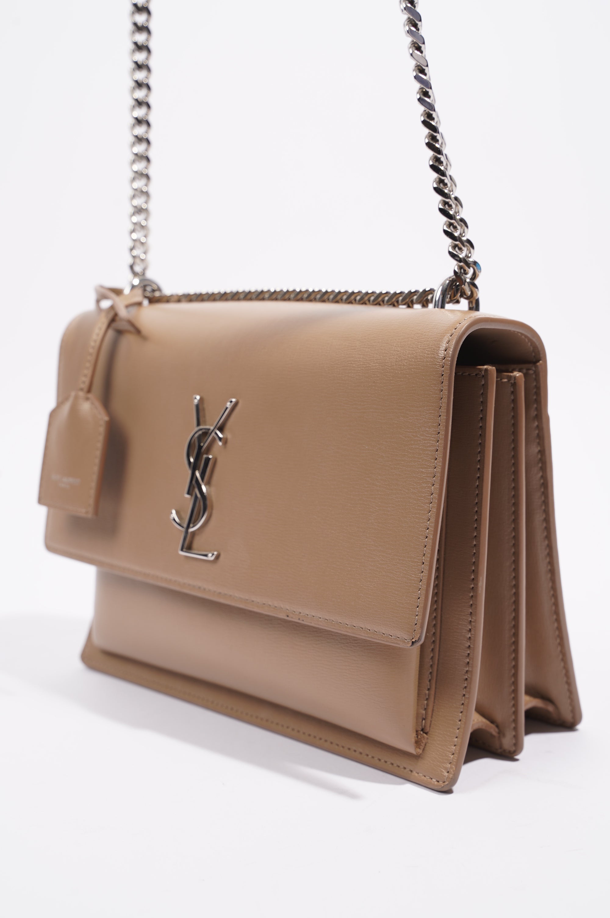 Saint Laurent Womens Sunset Chain Bag Dark Beige Medium