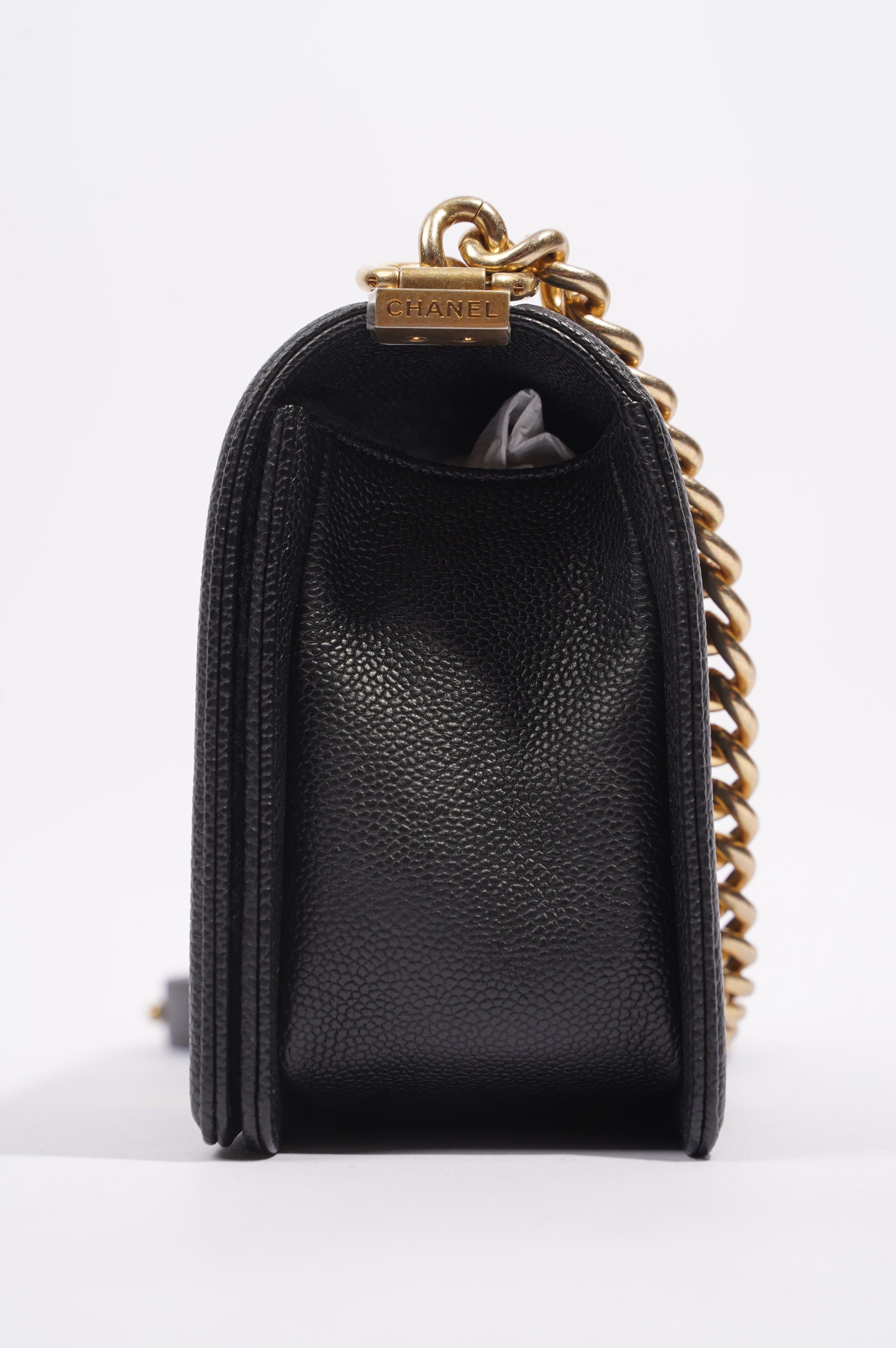 Chanel Womens Boy Bag Black Caviar Medium